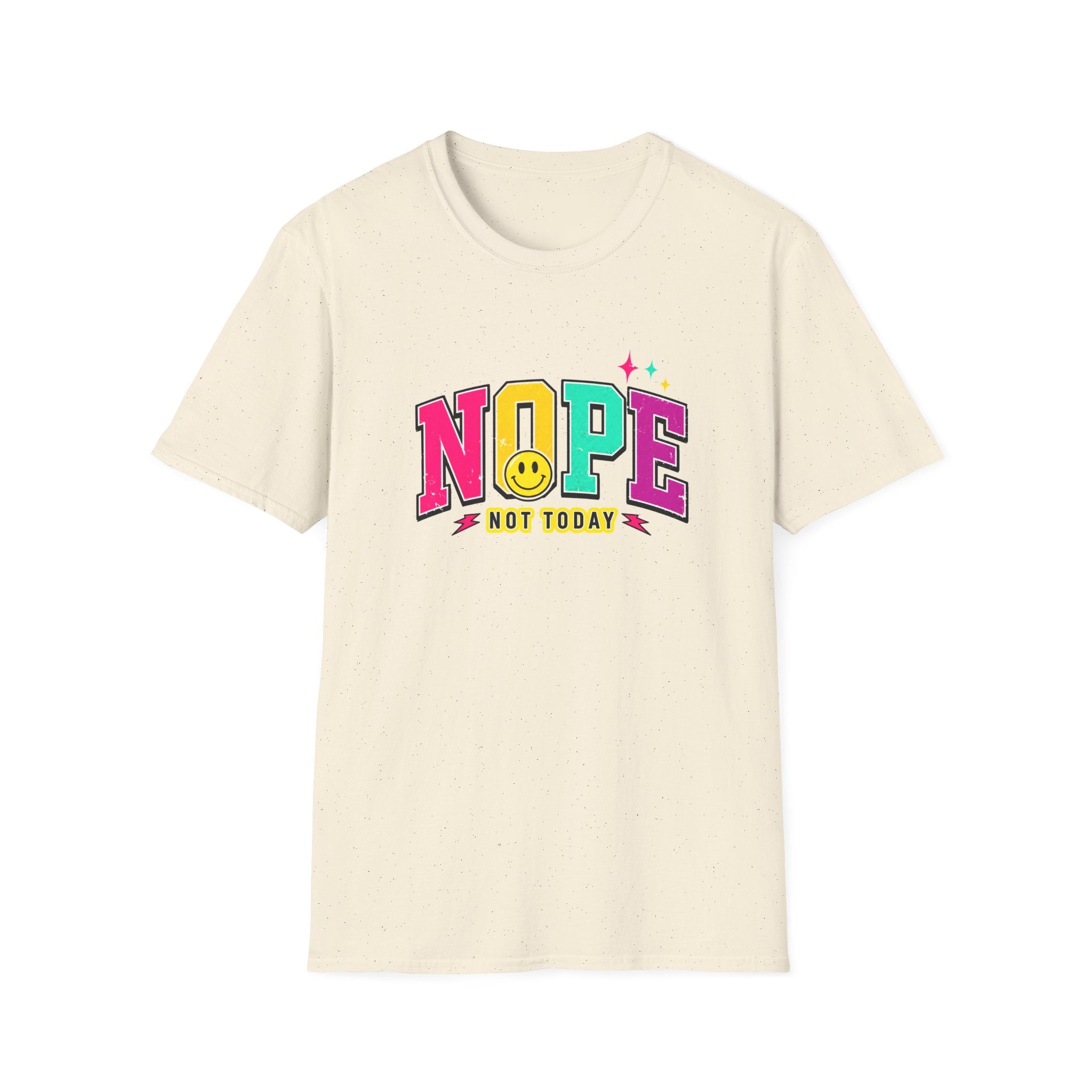 Nope Not Today T-Shirt — Retro Colorful Graphic Tee with Smiley