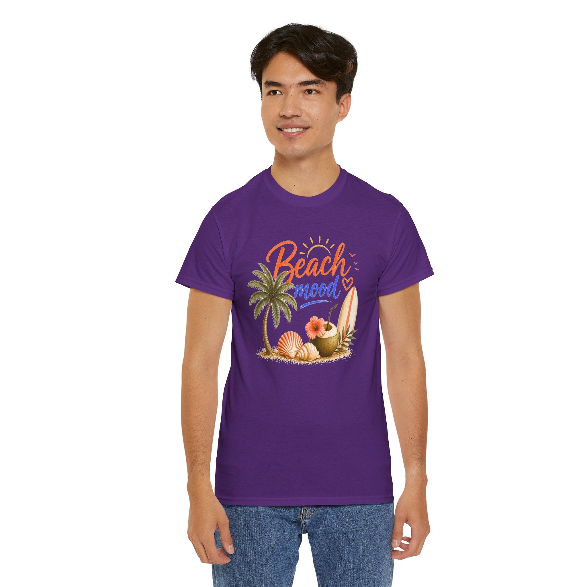 Beach Mood T-Shirt - Tropical Palm, Seashell Graphic Tee