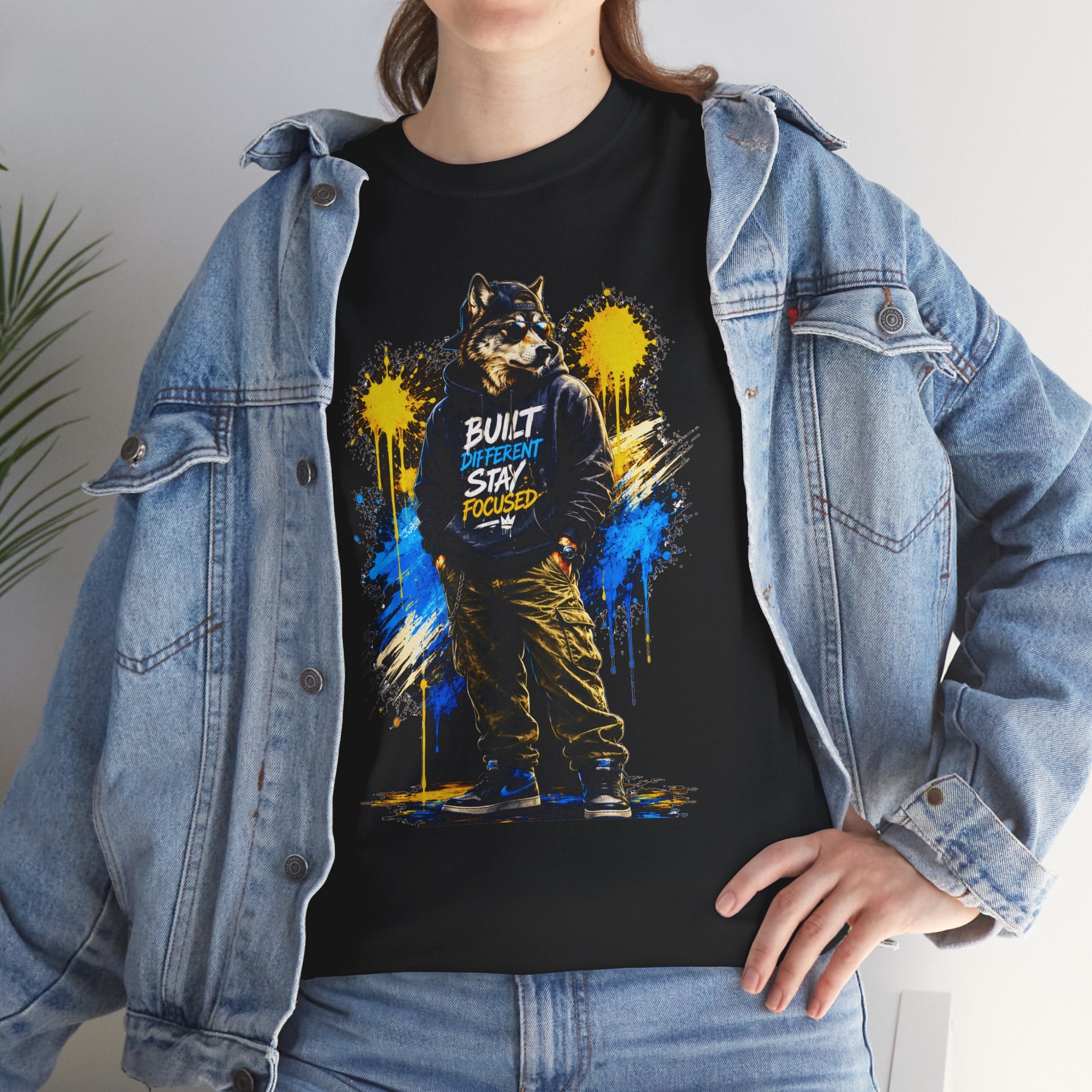Raccoon Street Art Tee — "Built Not Born" Graphic T-Shirt