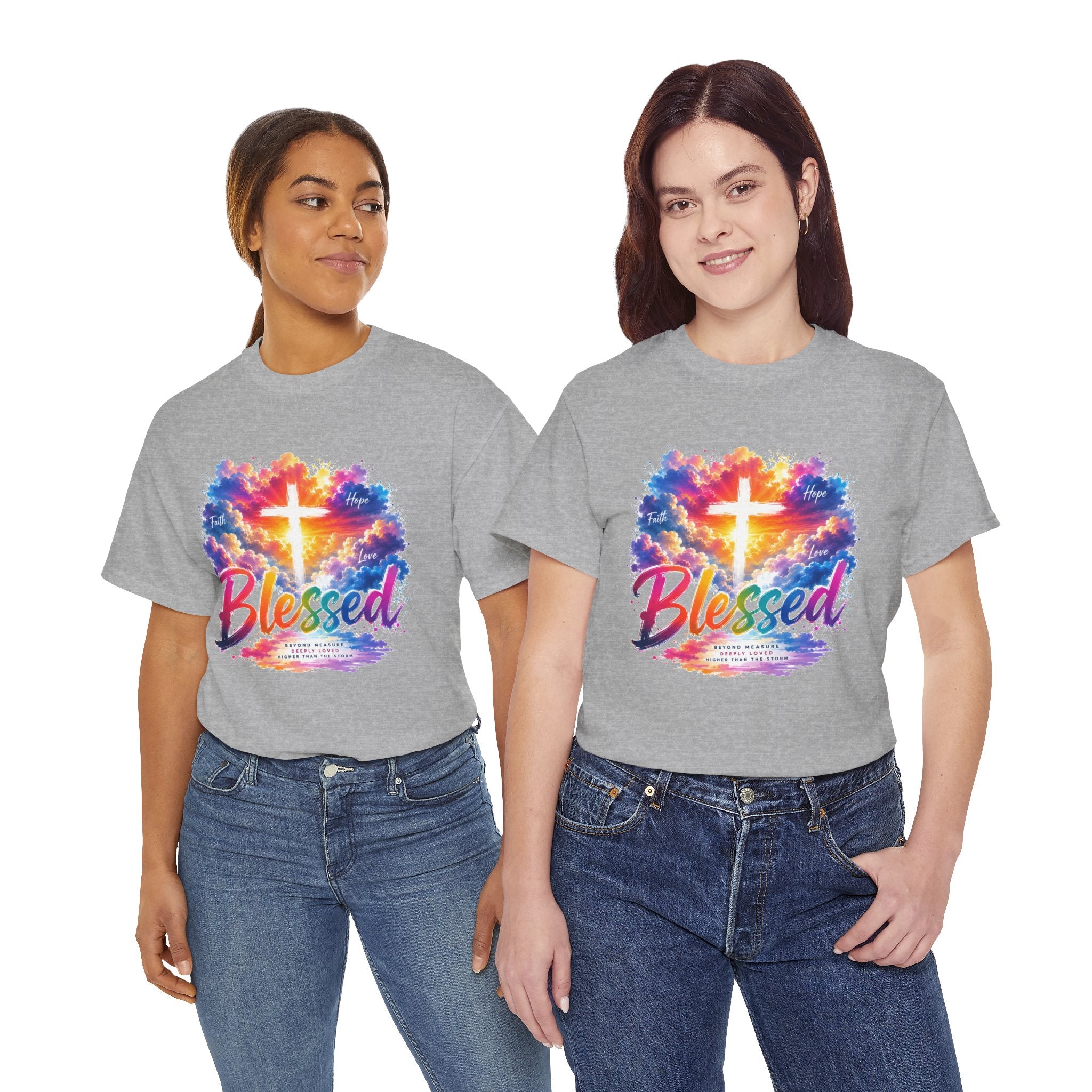 Blessed Christian T-Shirt, Colorful Cross Shirt, Faith Graphic Tee, Jesus Lover Gift, Religious Unisex Shirt
