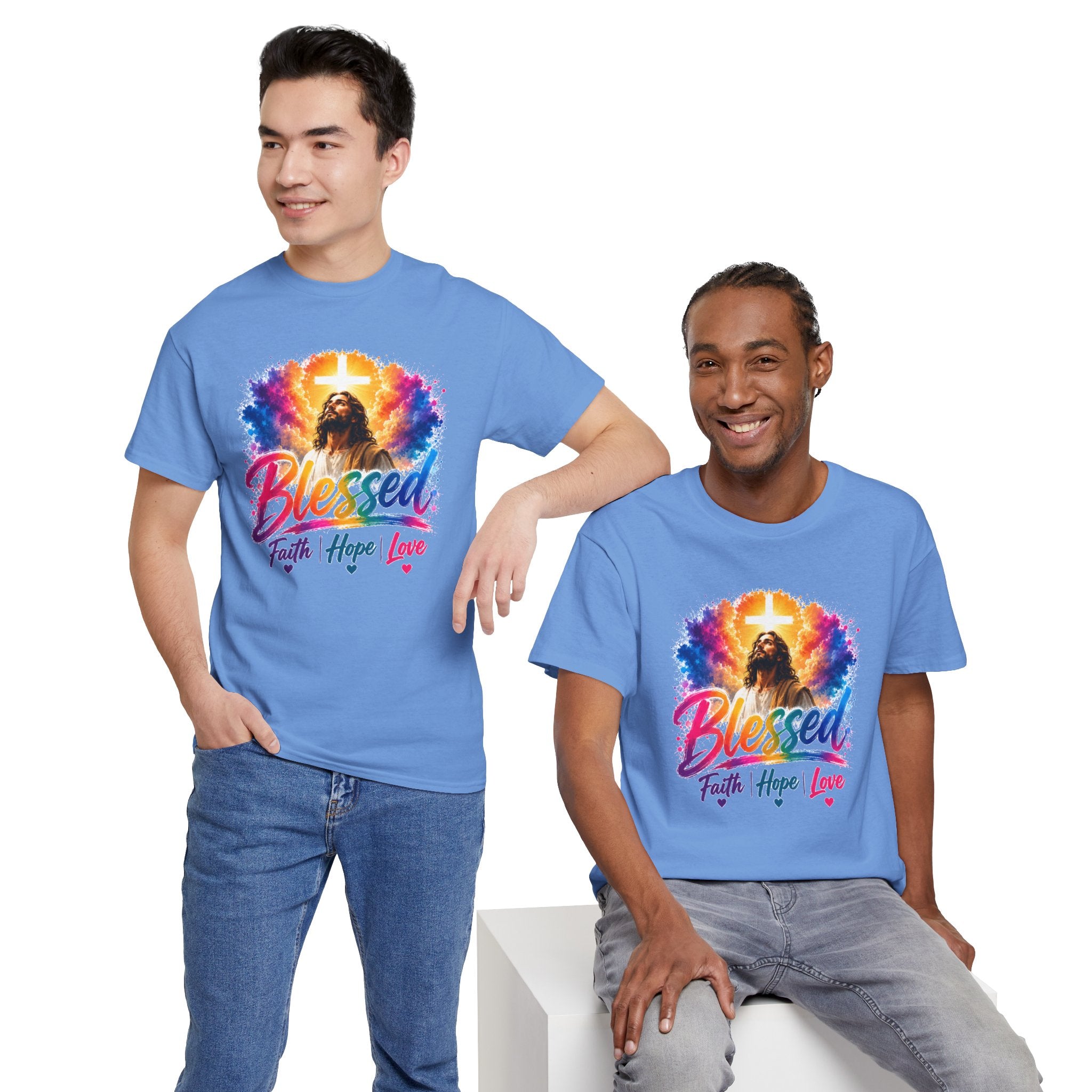 Blessed Faith Hope Love Shirt, Jesus Cross Christian Tee, Religious Gift, Colorful Faith Unisex T-Shirt