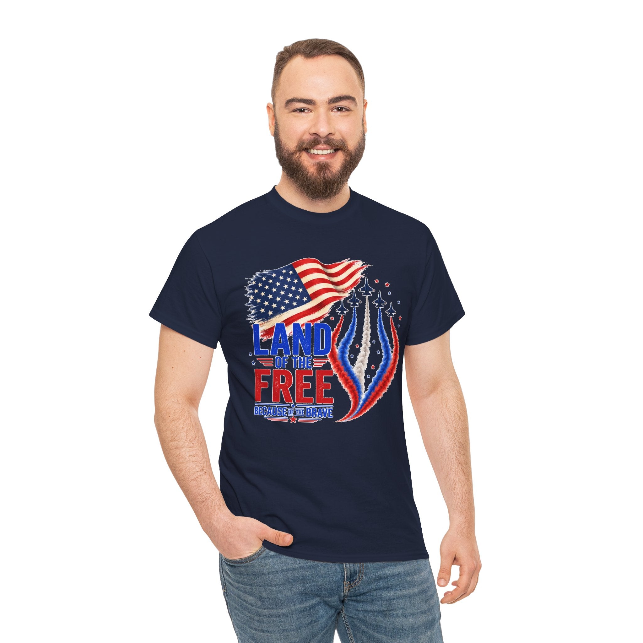 Land of the Free Because of the Brave Shirt, Patriotic 4th of July T-Shirt, USA Flag Tee, American Pride Shirt, Independence Day Gift