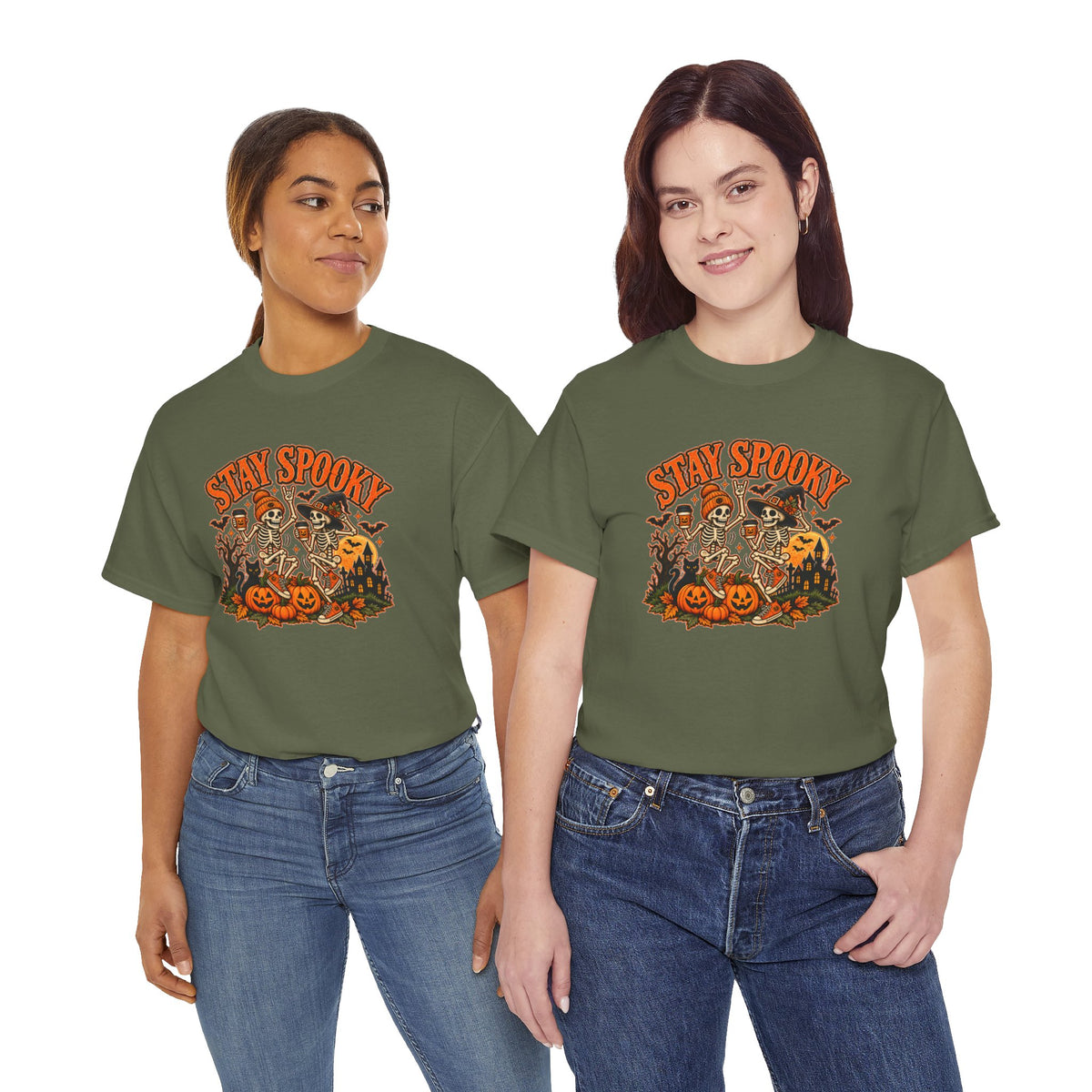 Stay Spooky Halloween Shirt | Dancing Skeleton Pumpkin Graphic Tee