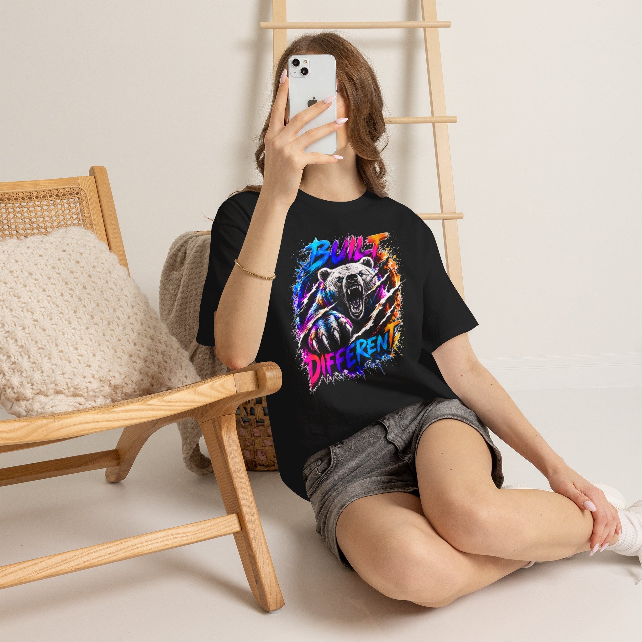 Built Different Bear T-Shirt — Bold Retro Grunge Graphic Tee