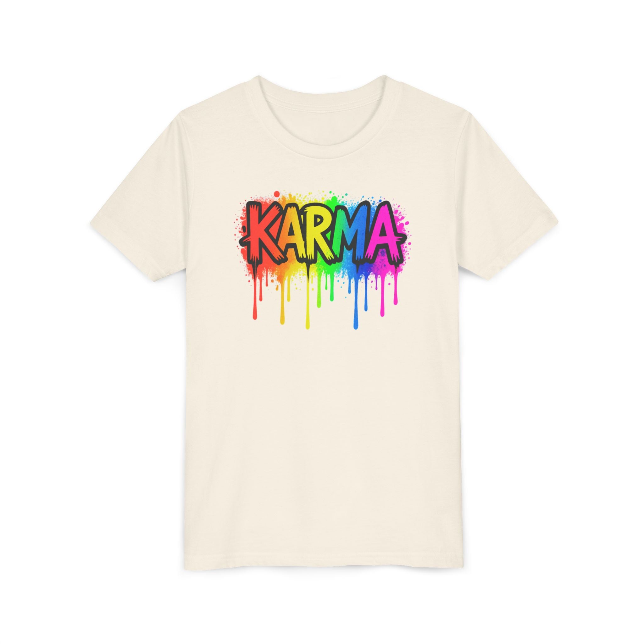 KARMA Rainbow Drip Youth Tee – Colorful Graffiti Kids T-Shirt
