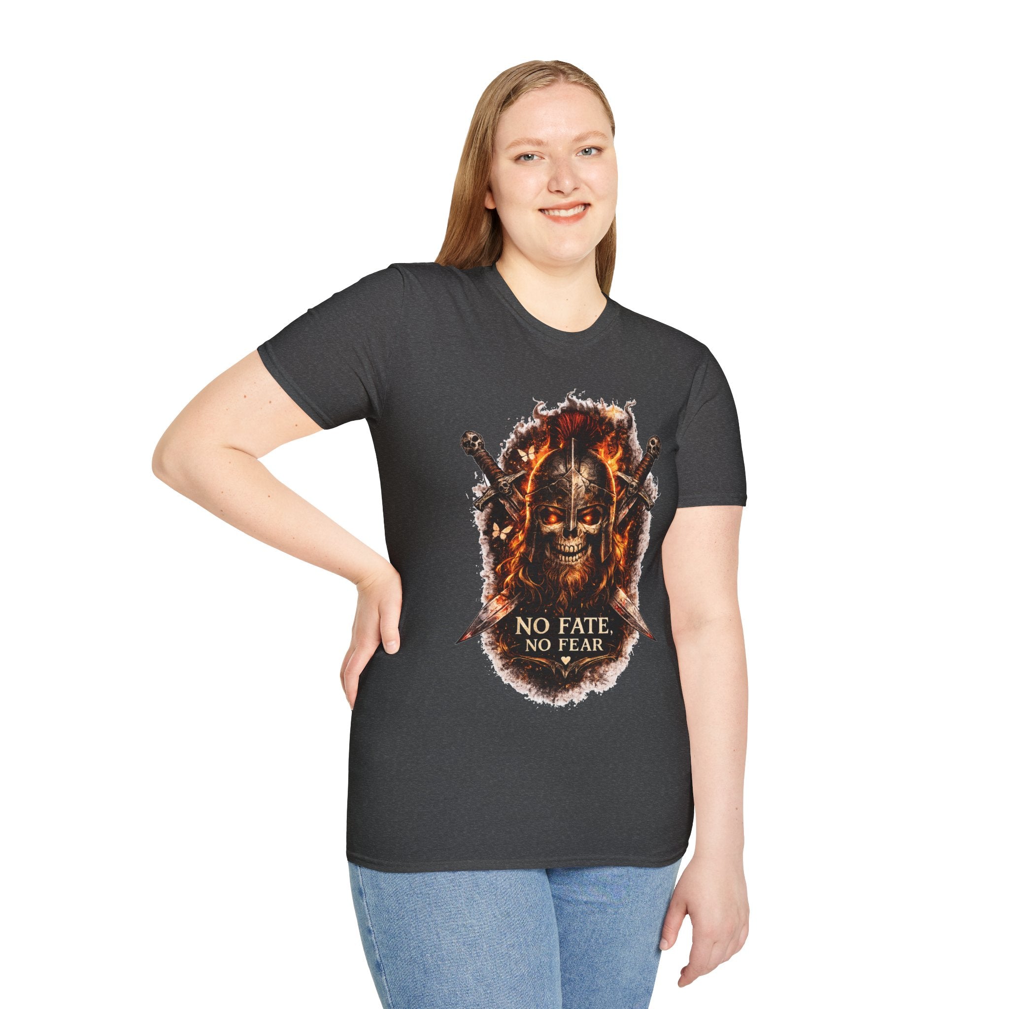Viking Skull T-Shirt, Dragon Warrior Tee, Biker Graphic Shirt, Gothic Viking Shirt, No Fate No Fear Tee, Fantasy Streetwear