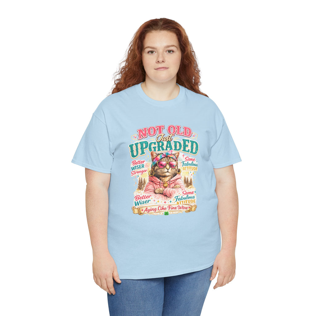 Not Old Just Upgraded Cat T-Shirt | Funny Cat Lover Tee | Vintage Birthday Shirt | Cute Kitty Graphic Tee | Gift for Cat Mom | Cat Lover Gift