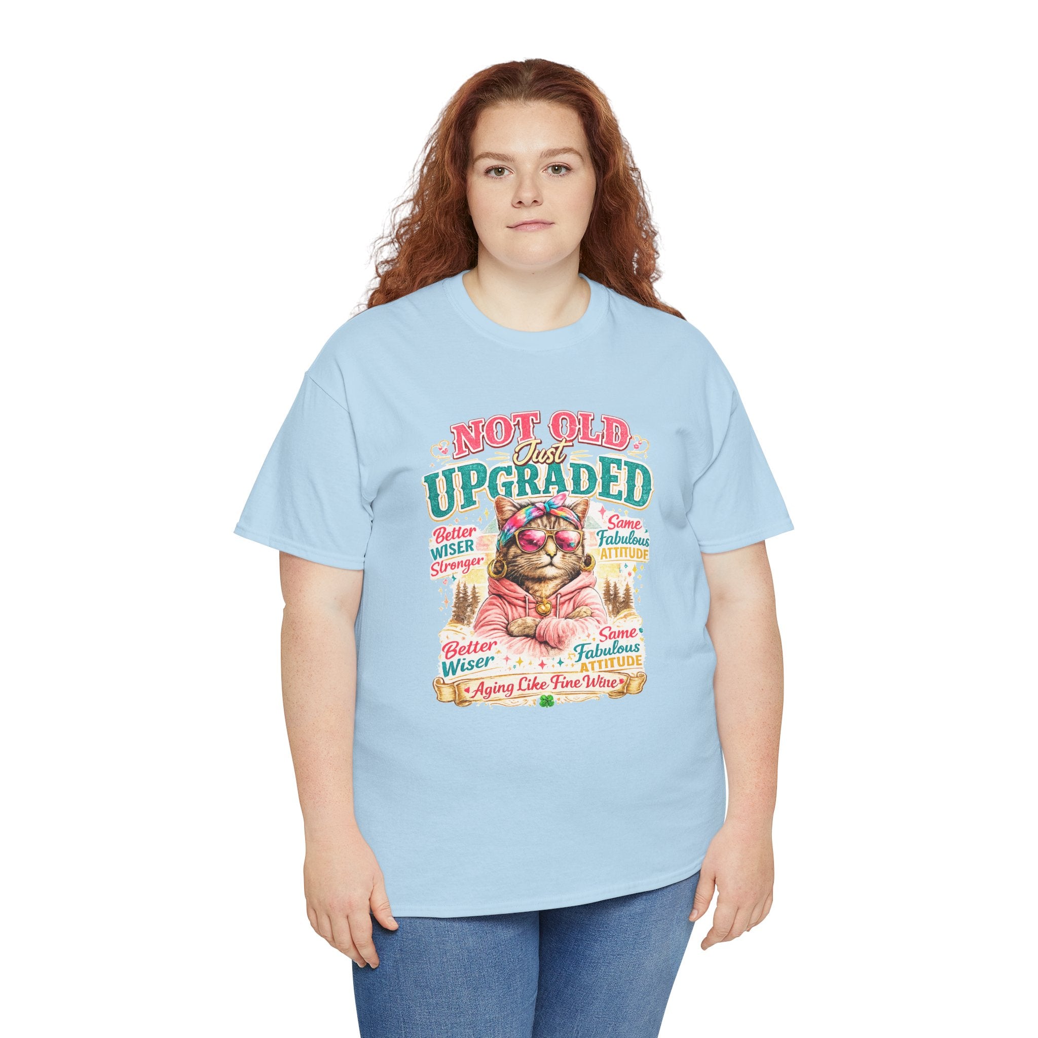 Not Old Just Upgraded Cat T-Shirt | Funny Cat Lover Tee | Vintage Birthday Shirt | Cute Kitty Graphic Tee | Gift for Cat Mom | Cat Lover Gift