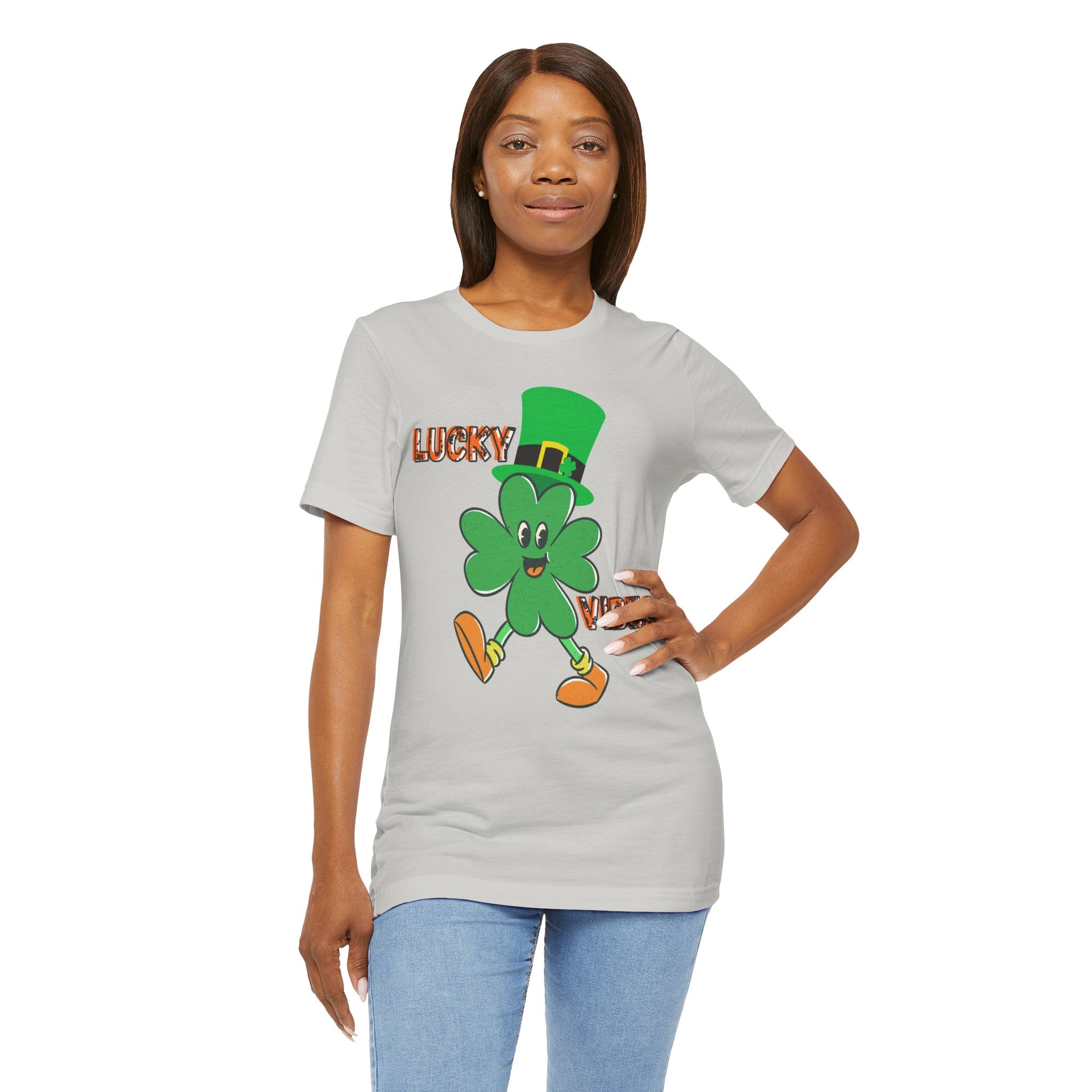 Lucky Vibes Saint Patrick's Day T-Shirt — Walking Shamrock Graphic Tee