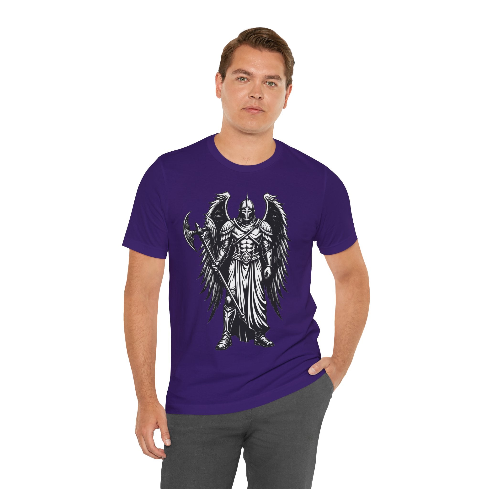 Angel of War Graphic Tee — Winged Knight Armor T-Shirt