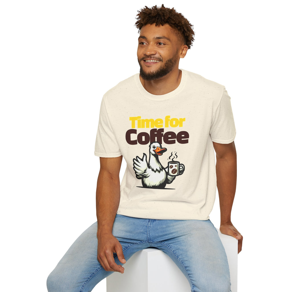 Time for Coffee Goose T-Shirt ☕🪿 Funny Cute Coffee Lover Graphic Tee Unisex Gift