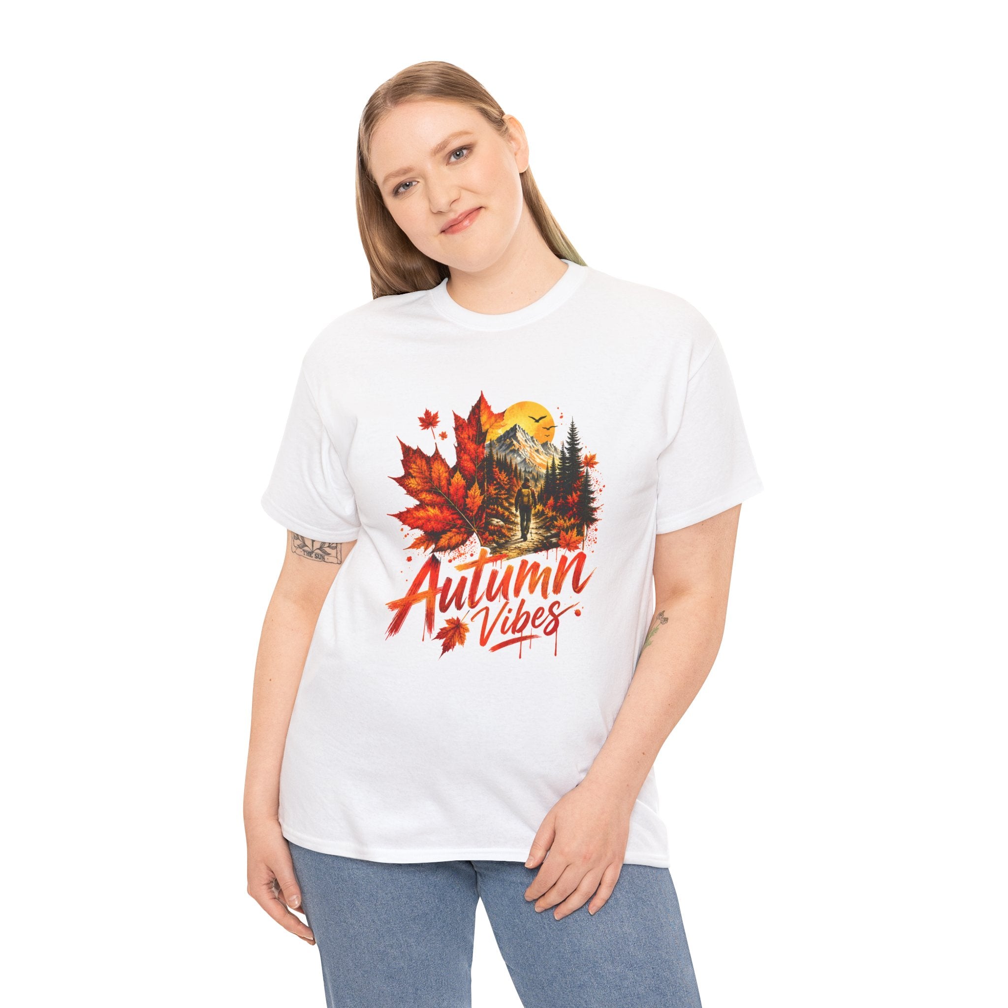Autumn Vibes Shirt Fall Graphic Tee Colorful Leaves Nature T Shirt Cozy Fall Outfit