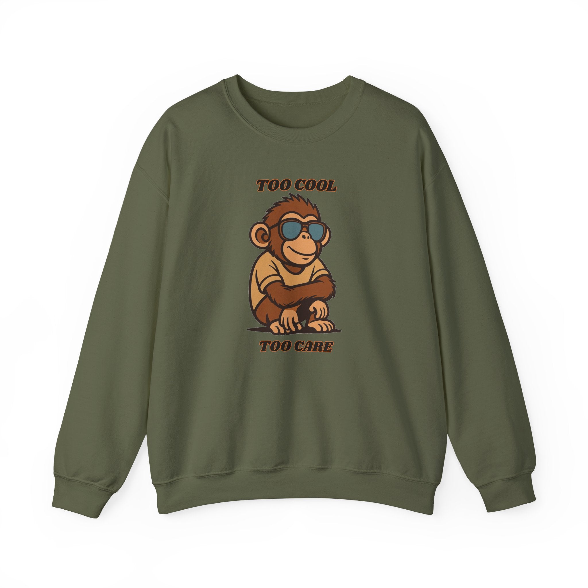 Too Cool Too Care Monkey Sweatshirt — Cute Sunglasses Ape Crewneck