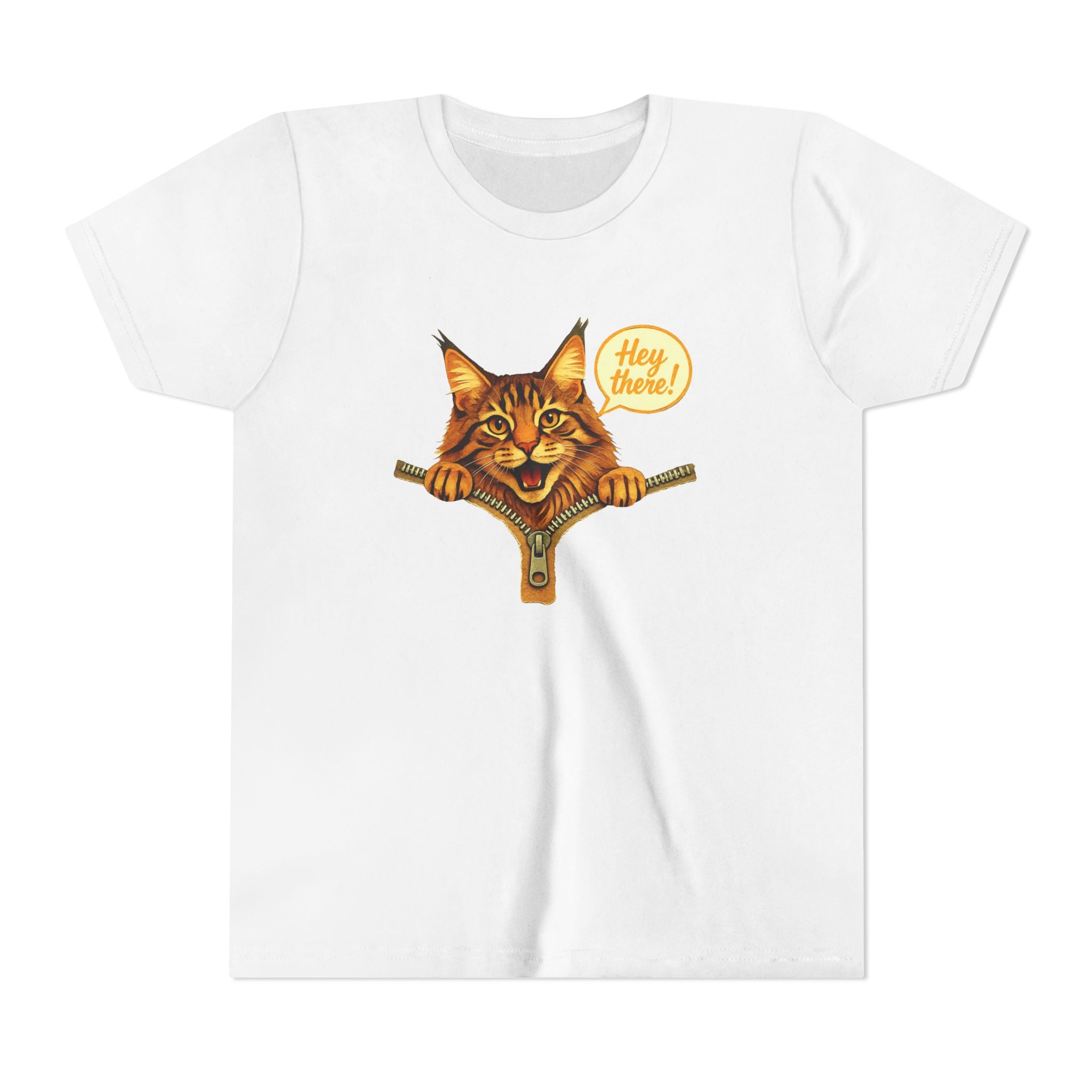 Cute Cat Youth Shirt, Hey There Kids Graphic Tee, Funny Cat T-Shirt for Kids, Animal Lover Youth Tee, Cute Kitty Shirt