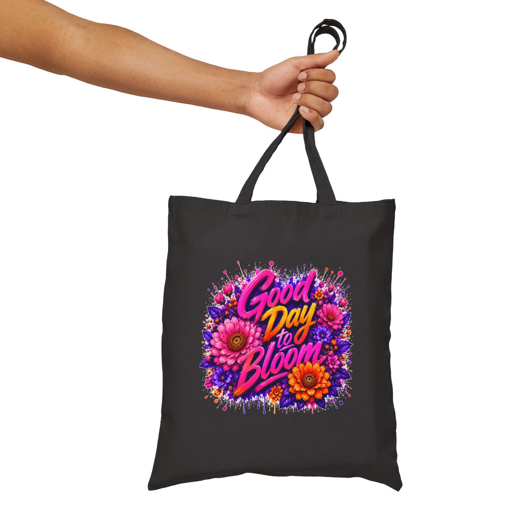 Good Day to Bloom Floral Tote Bag — Inspirational Garden Canvas Shopper