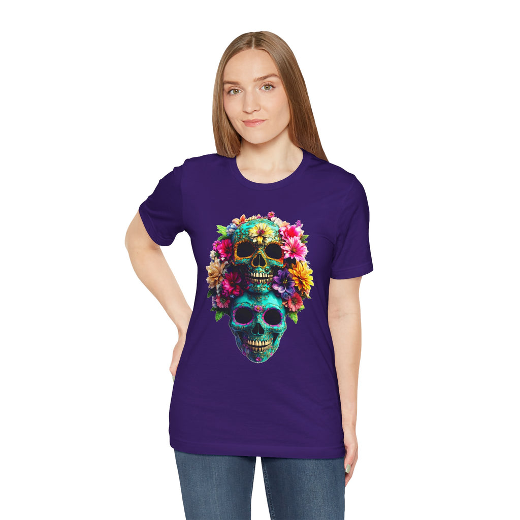Floral Skull T-Shirt, Day of the Dead Shirt, Sugar Skull Graphic Tee, Colorful Skull Tee, Gothic Floral Shirt