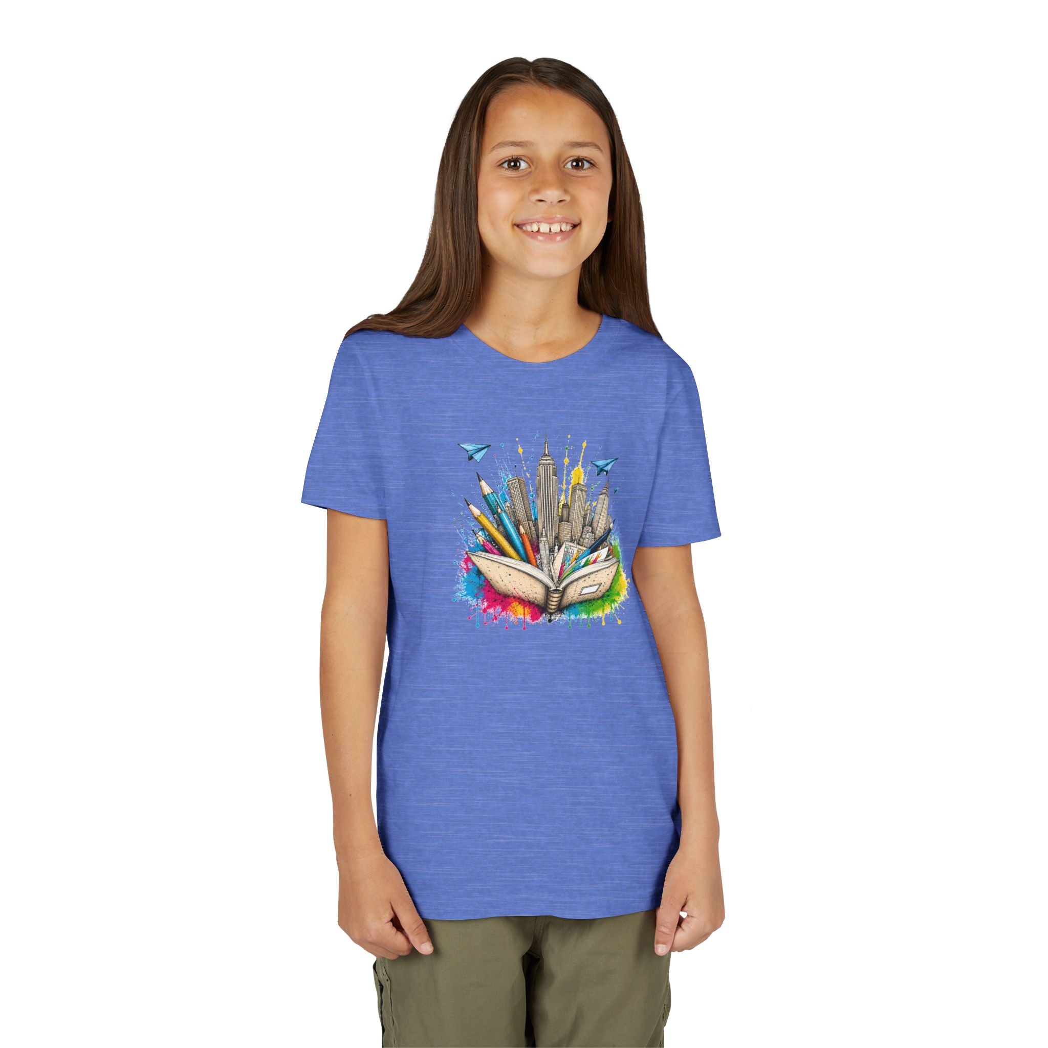 Youth Book City Tee — Colorful Reading Adventure Shirt for Kids