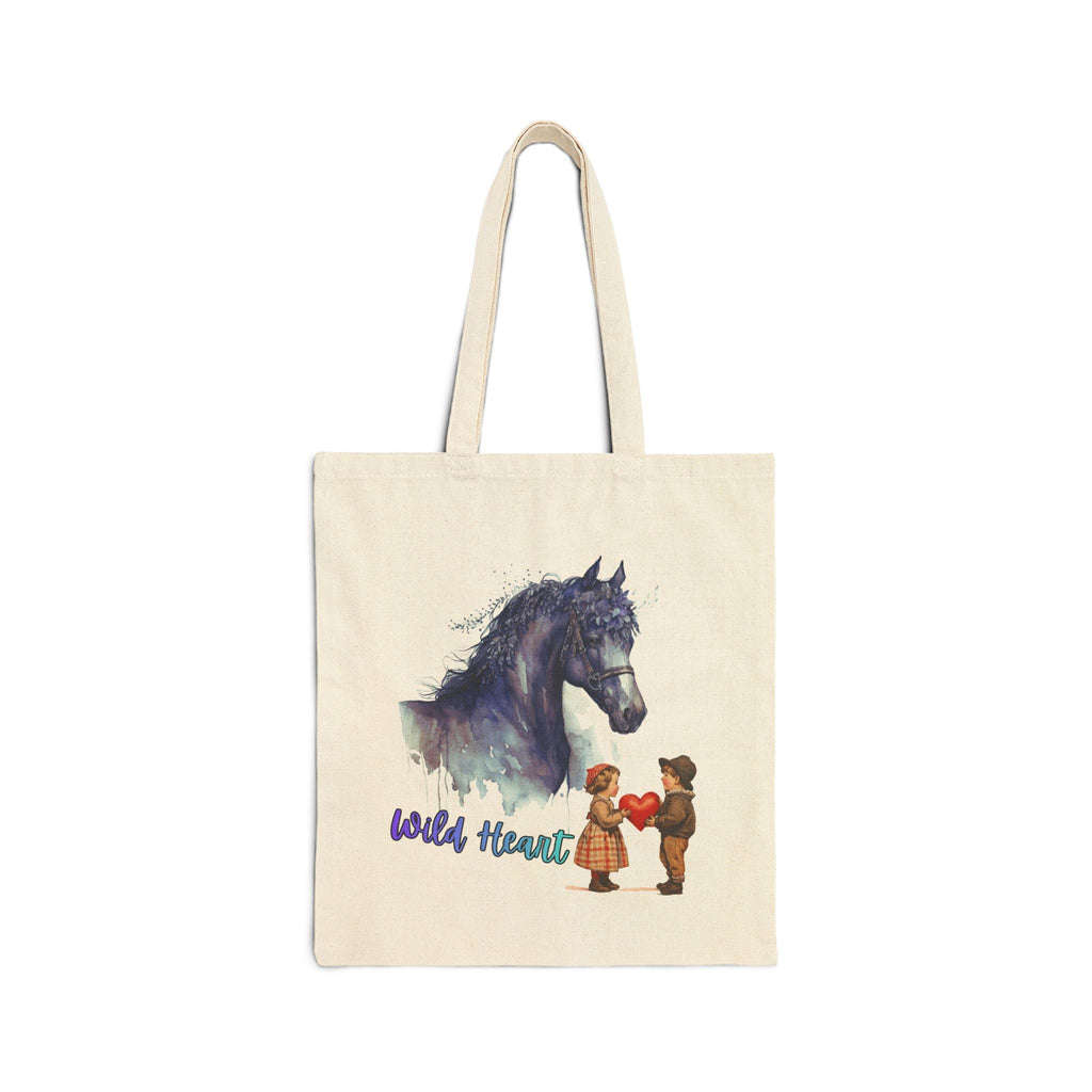 Wild Heart Horse Tote Bag, Horse Lover Gift, Romantic Canvas Tote, Valentine Gift, Cute Horse Bag