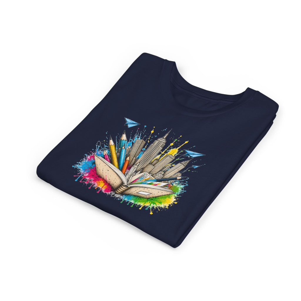 Youth Book City Tee — Colorful Reading Adventure Shirt for Kids