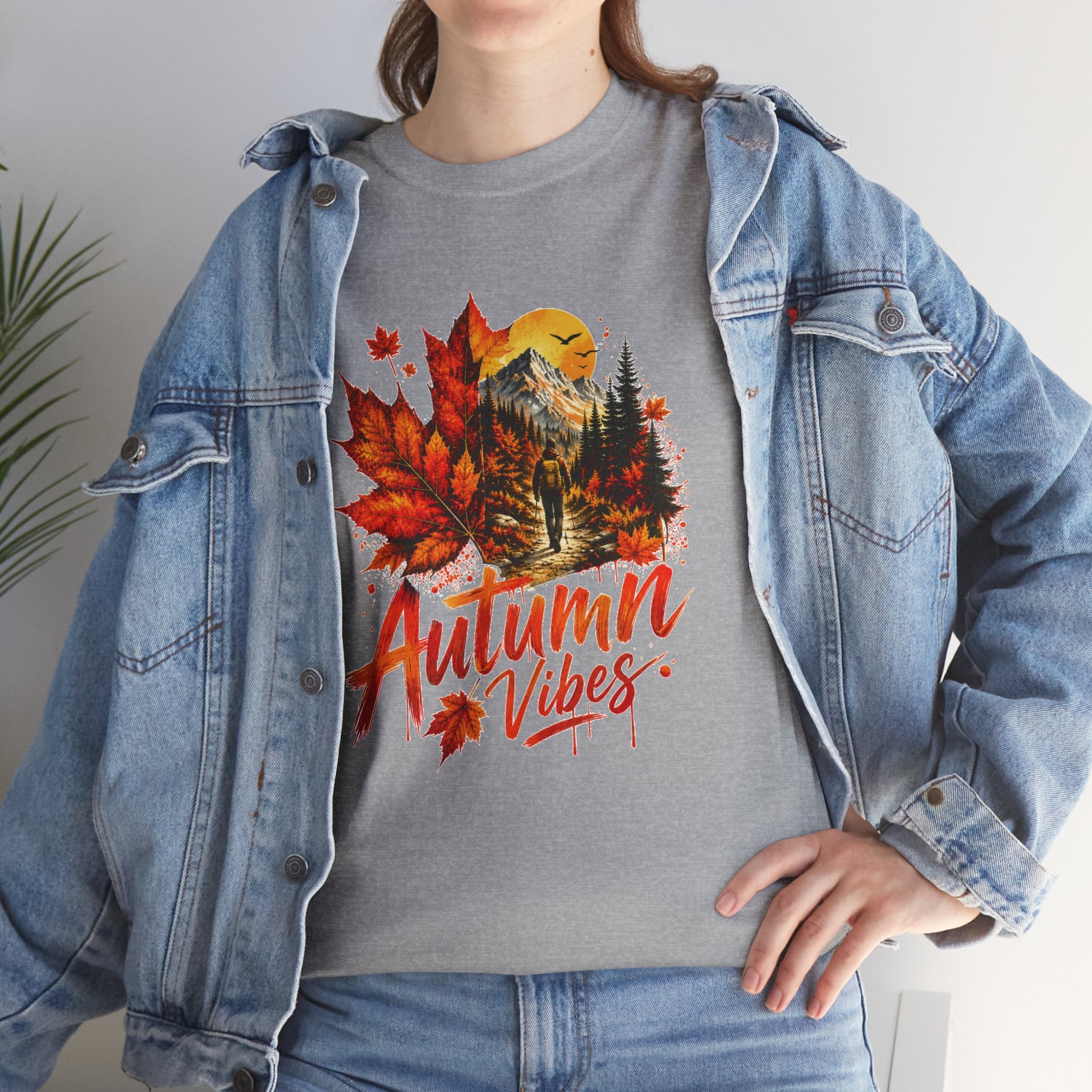 Autumn Vibes Shirt Fall Graphic Tee Colorful Leaves Nature T Shirt Cozy Fall Outfit
