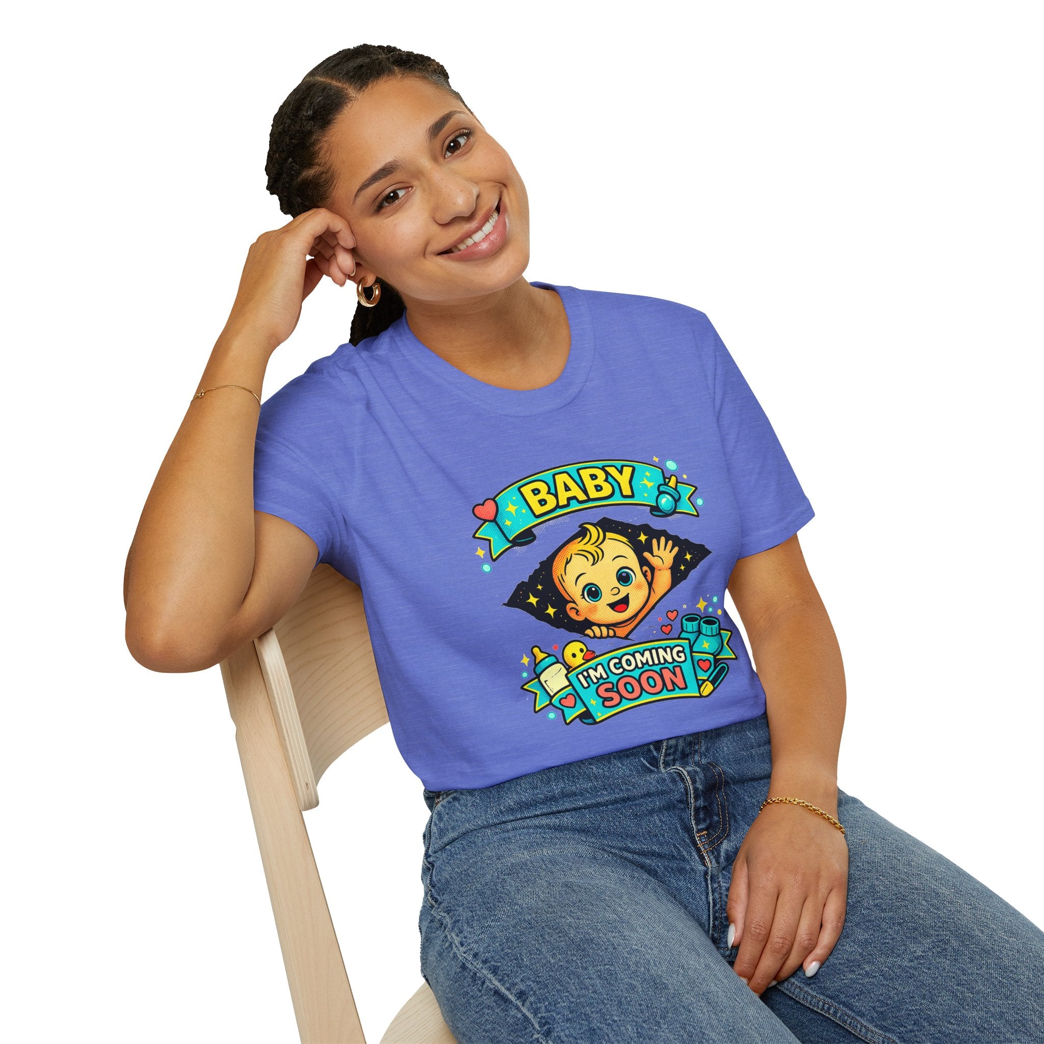 Baby On the Way T-Shirt — "Baby I'm Coming Soon" Pregnancy Announcement Tee