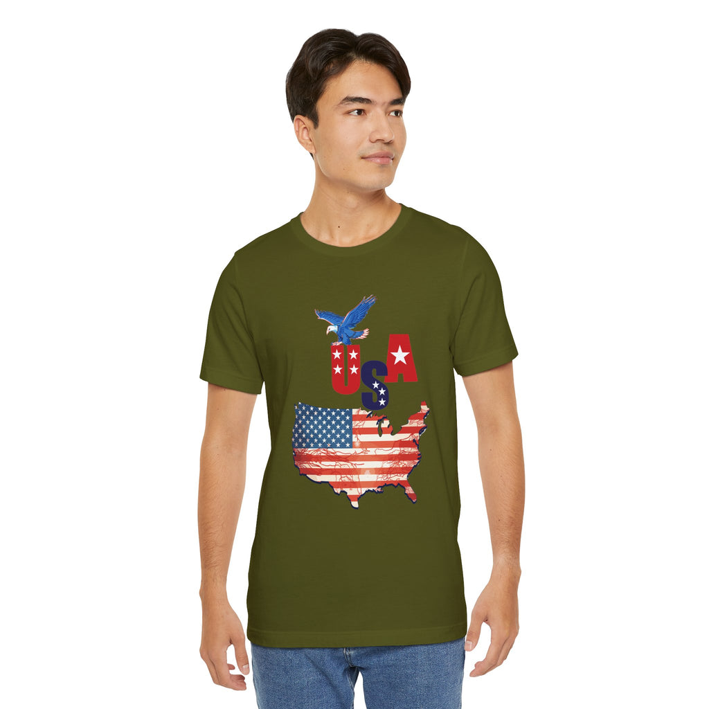 USA Flag Map T-Shirt, Patriotic Eagle Shirt, 4th of July Shirt, American Flag Tee, Independence Day Gift