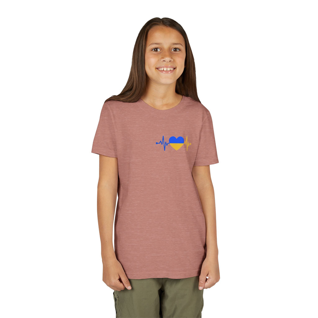 Youth Tee — Love Ukraine Heartbeat Kids Shirt