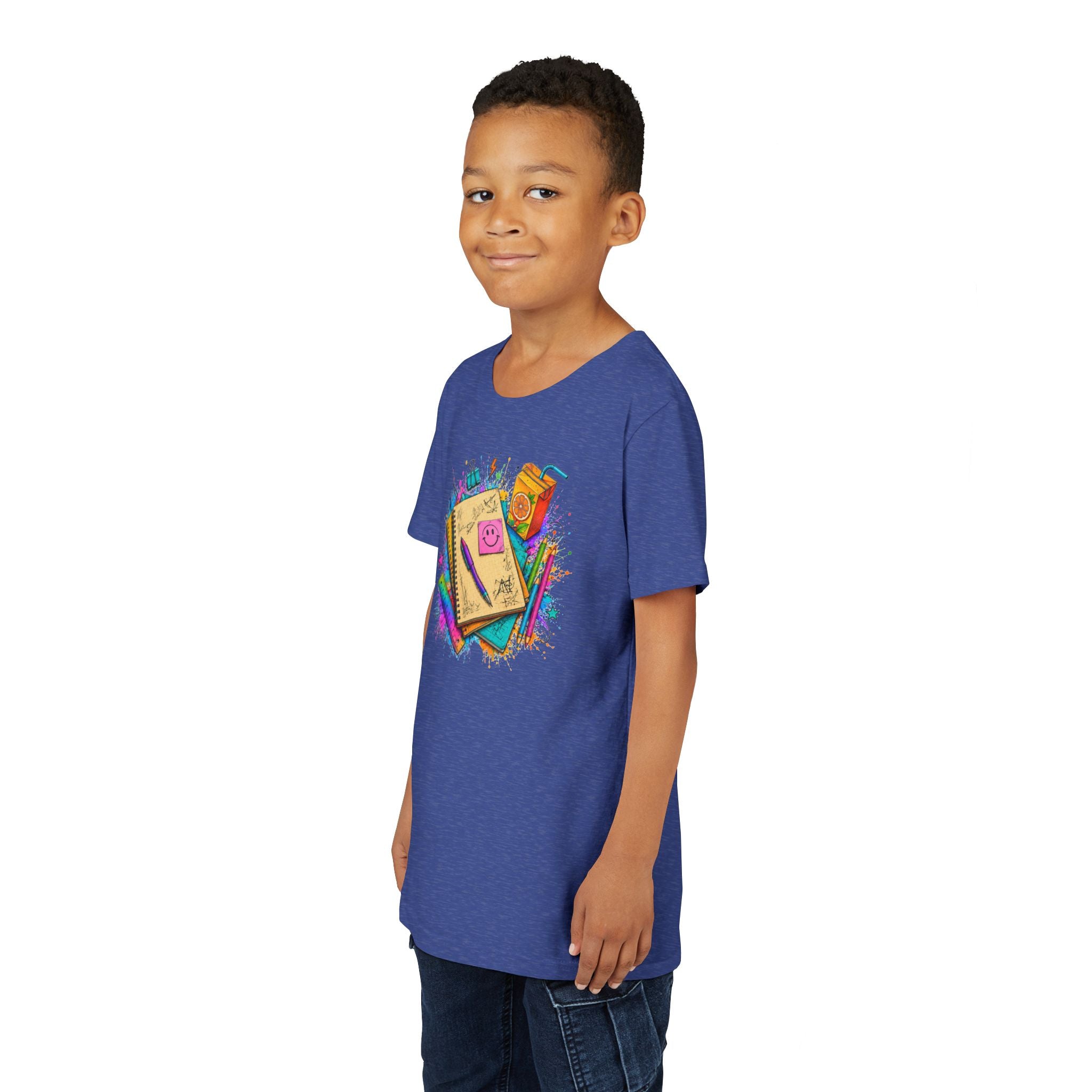 Kids Back to School T‑Shirt — Colorful Notebooks & Pencil Design