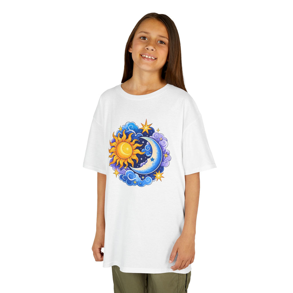 Kids Sun & Moon Graphic Tee — Colorful Celestial Design