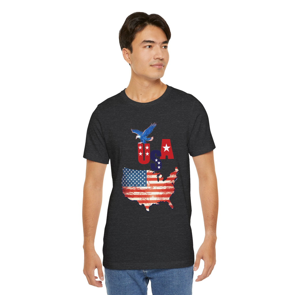 USA Flag Map T-Shirt, Patriotic Eagle Shirt, 4th of July Shirt, American Flag Tee, Independence Day Gift