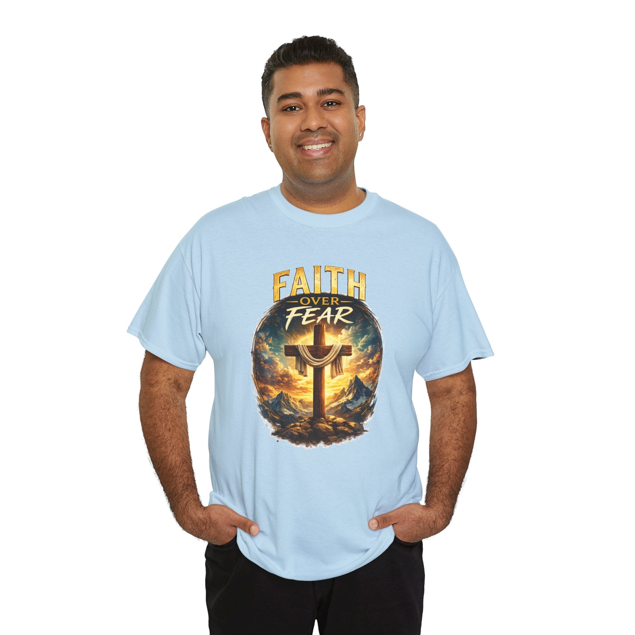 Faith Over Fear Christian T-Shirt | Cross Graphic Tee | Jesus Faith Shirt | Religious Unisex Shirt | Christian Gift for Men & Women