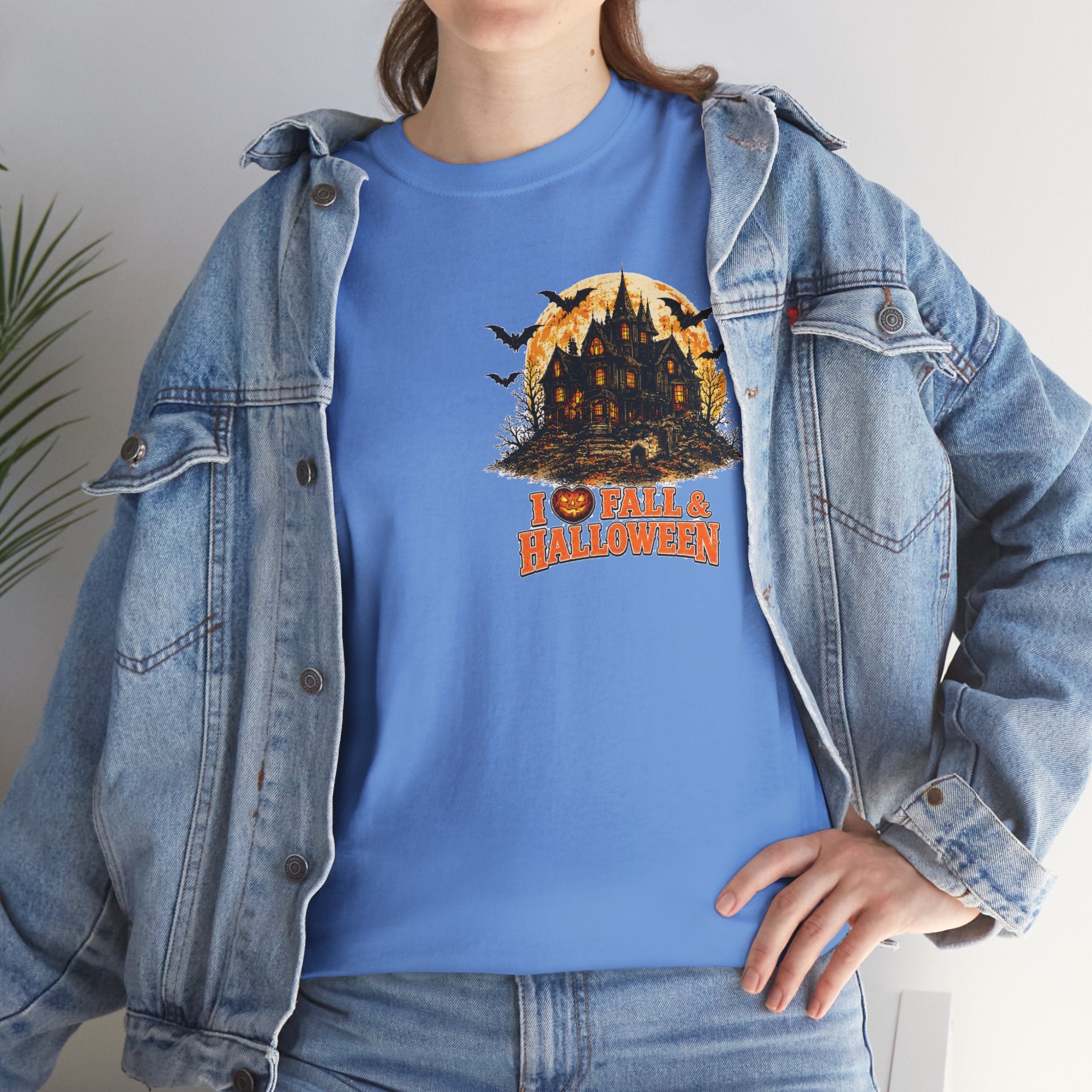 Halloween Fall Graphic Tee — "I  Fall & Halloween" Vintage Pumpkin & Spooky Characters Shirt