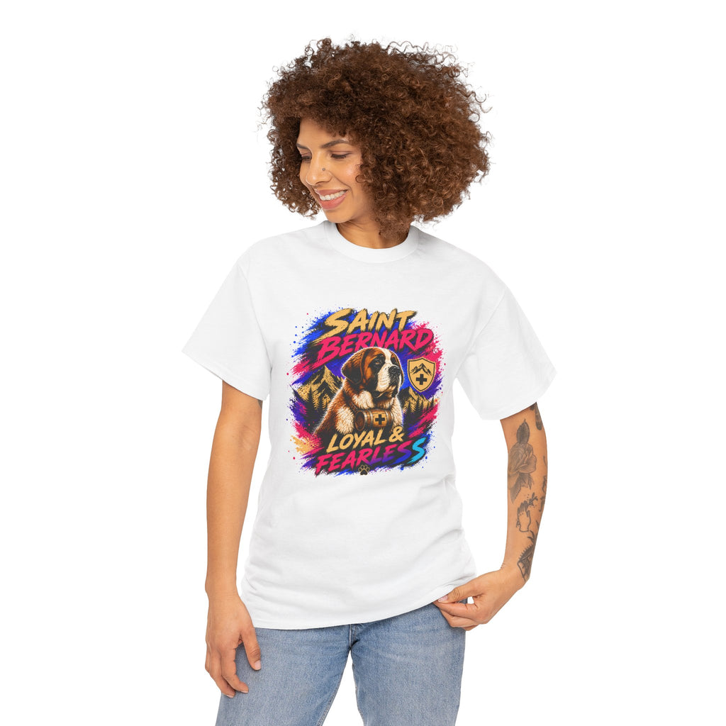 Saint Bernard Dog Shirt, Loyal & Fearless T-Shirt, Colorful Saint Bernard Tee, Dog Lover Gift, Unisex Graphic Tee
