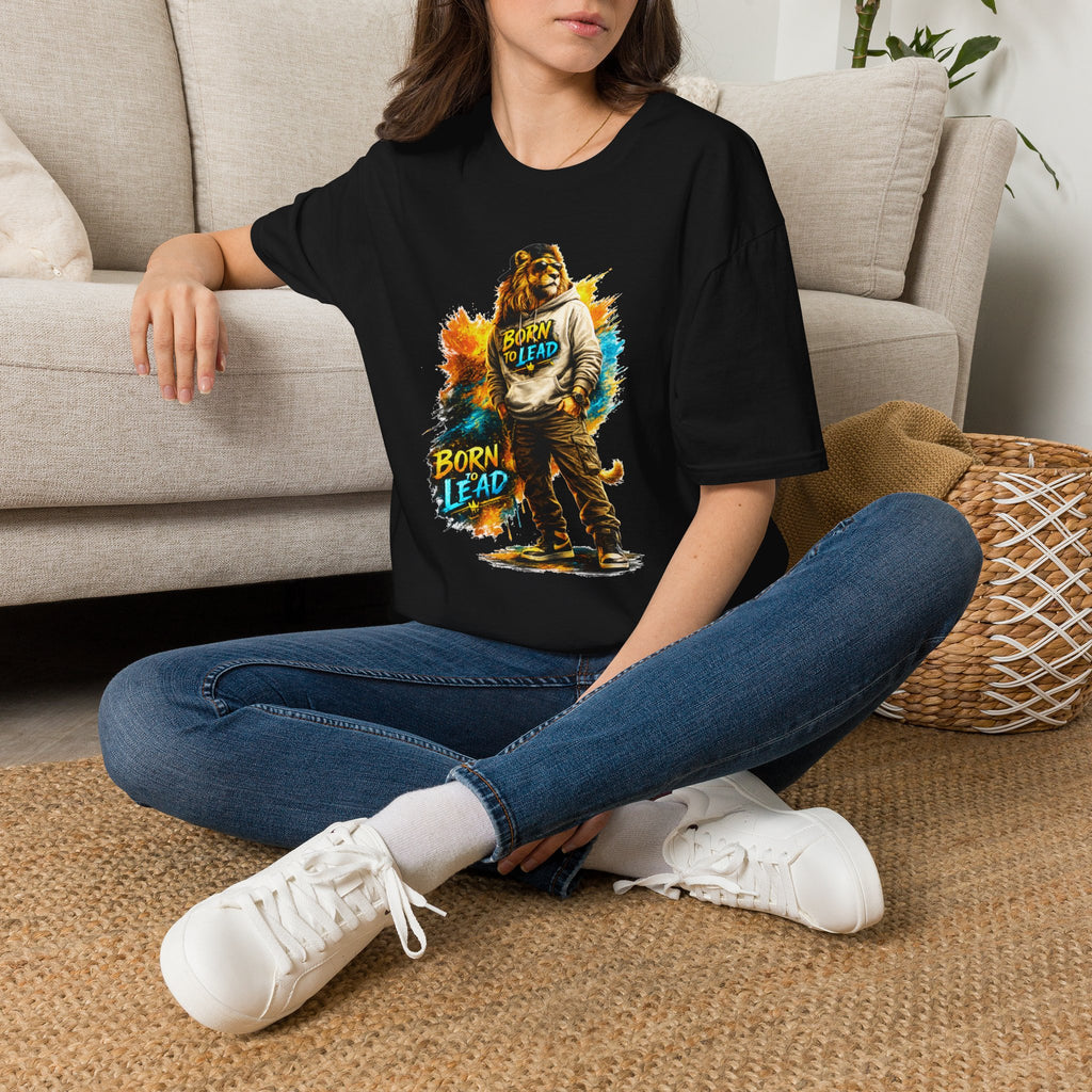 Lion 'Born to Lead' Graphic T‑Shirt — Inspirational Animal Leadership Tee