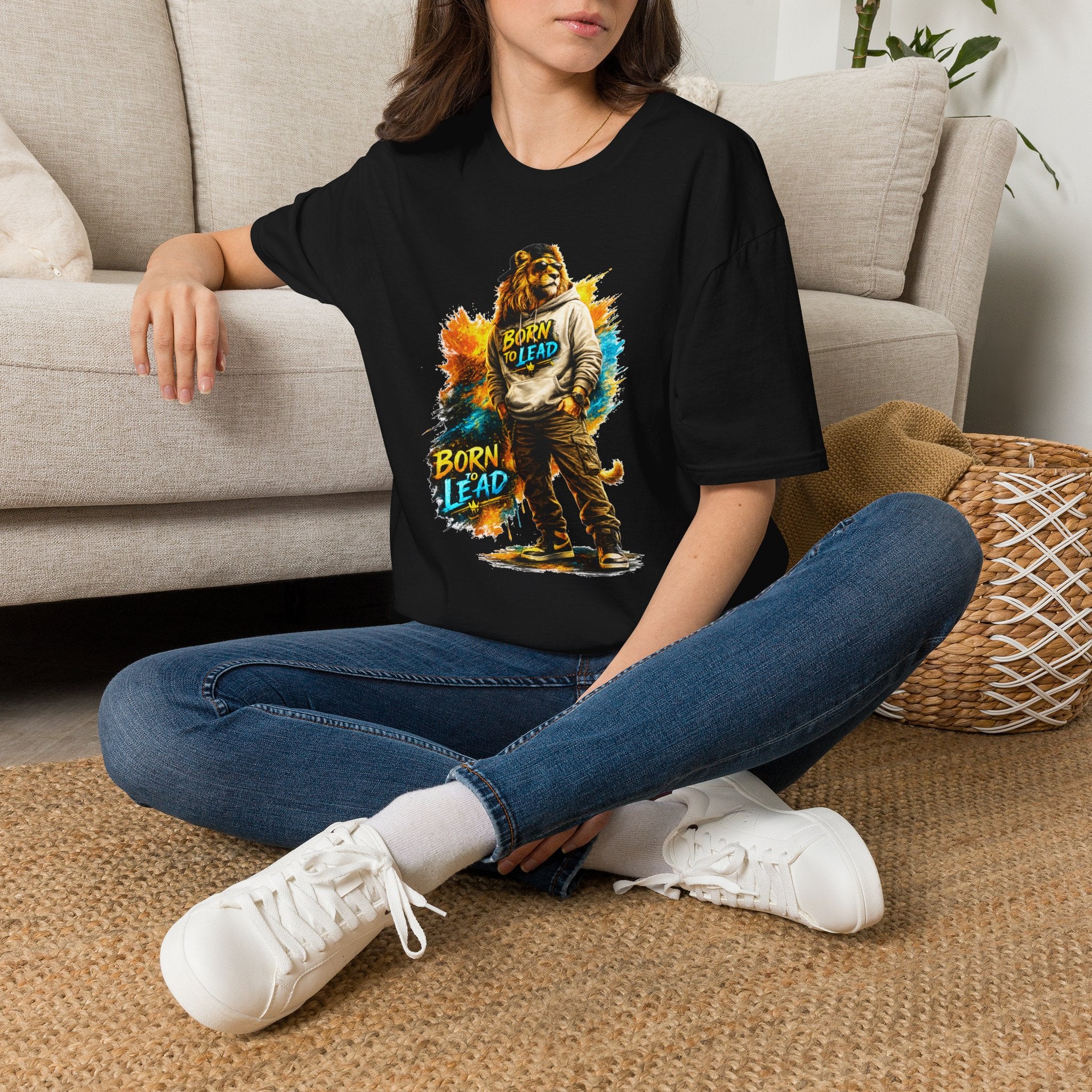 Lion 'Born to Lead' Graphic T‑Shirt — Inspirational Animal Leadership Tee
