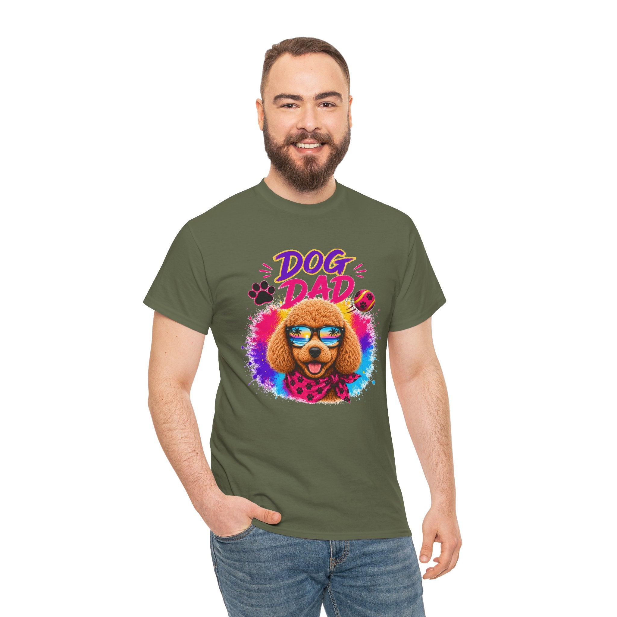 Dog Dad Poodle T-Shirt | Funny Dog Dad Gift | Colorful Retro Poodle Shirt | Dog Lover Gift | Unisex Graphic Tee