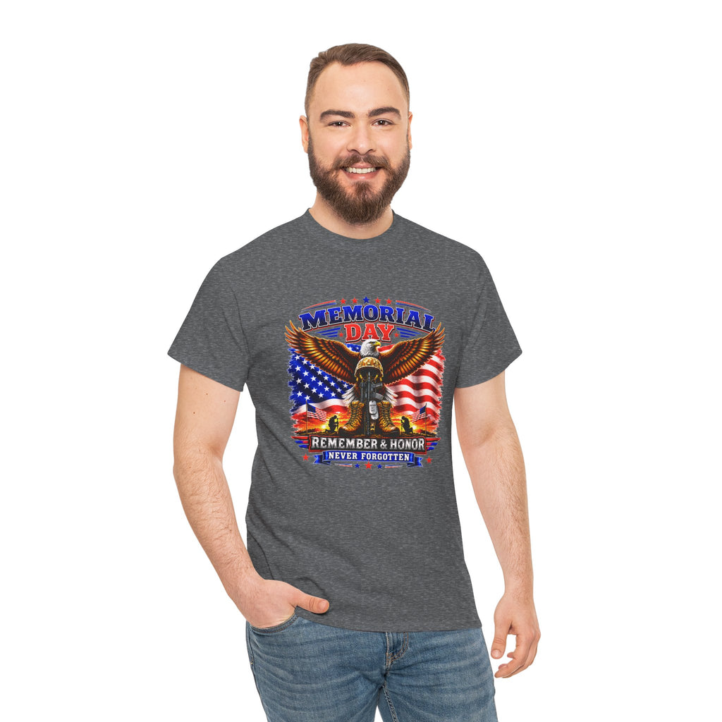 Memorial Day Shirt, Patriotic Eagle T-Shirt, Remember & Honor Tee, American Flag Graphic Shirt, Military Tribute Gift