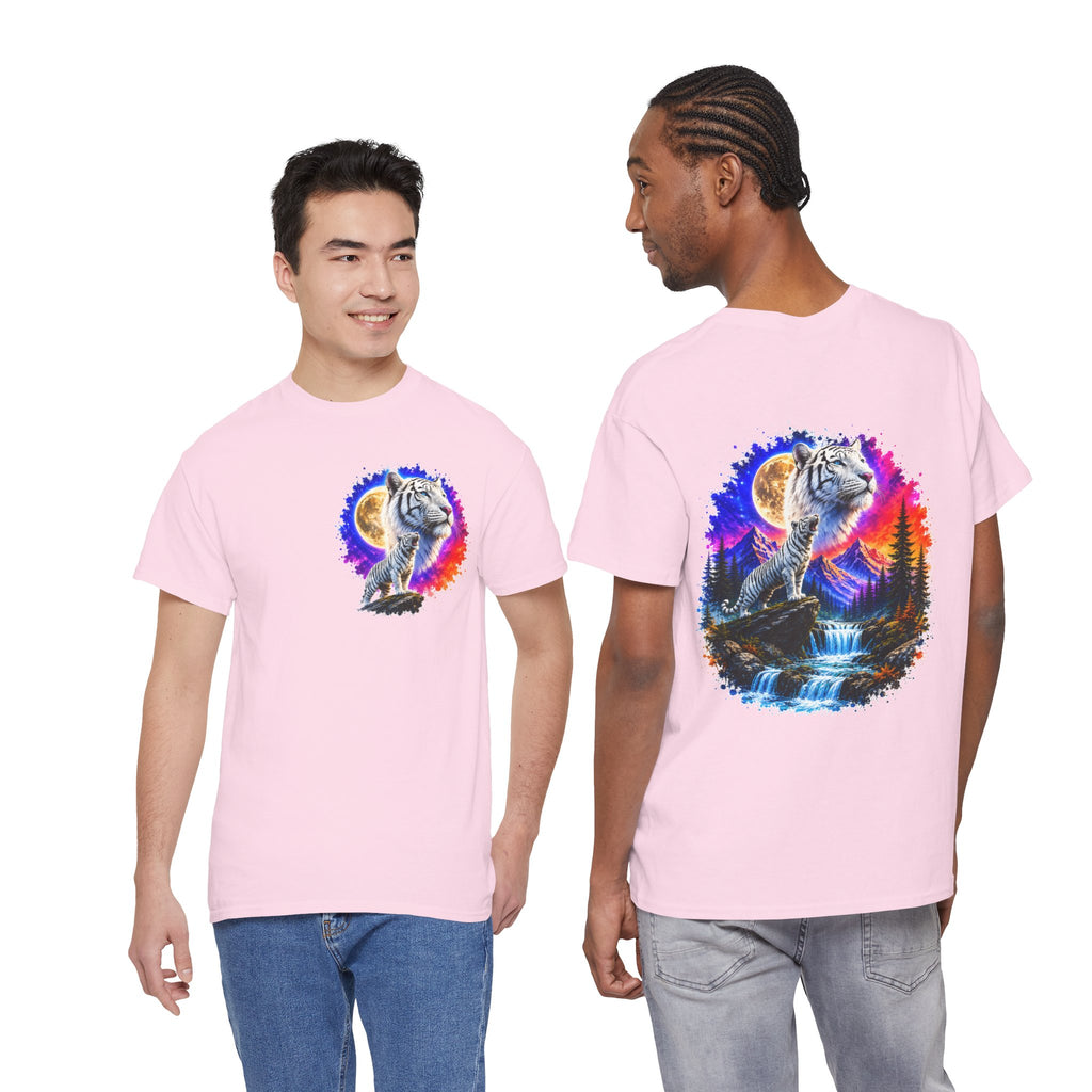 White Tiger Moon T-Shirt | Colorful Wildlife Graphic Tee | Big Cat Lover Gift | Unisex Nature Shirt
