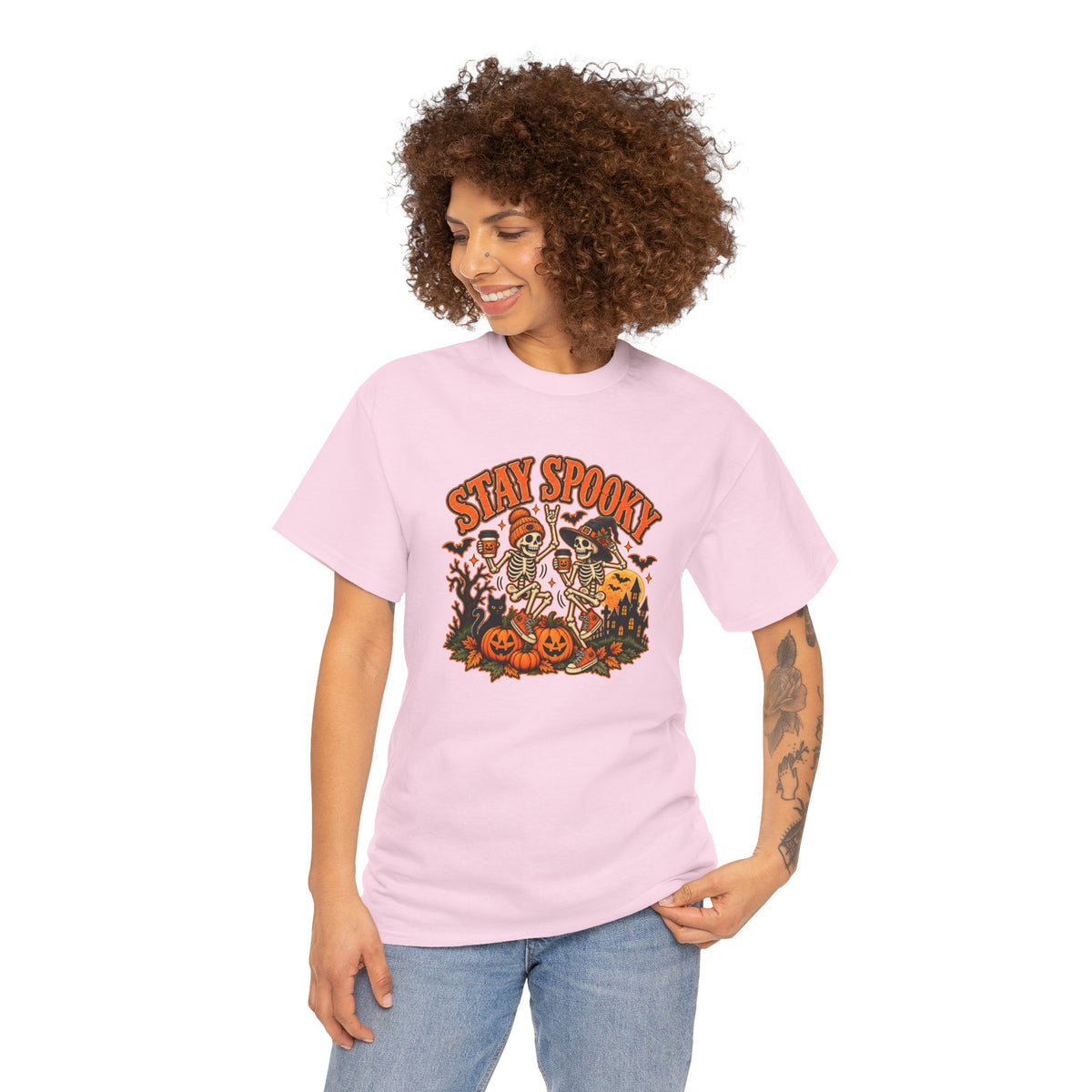 Stay Spooky Halloween Shirt | Dancing Skeleton Pumpkin Graphic Tee