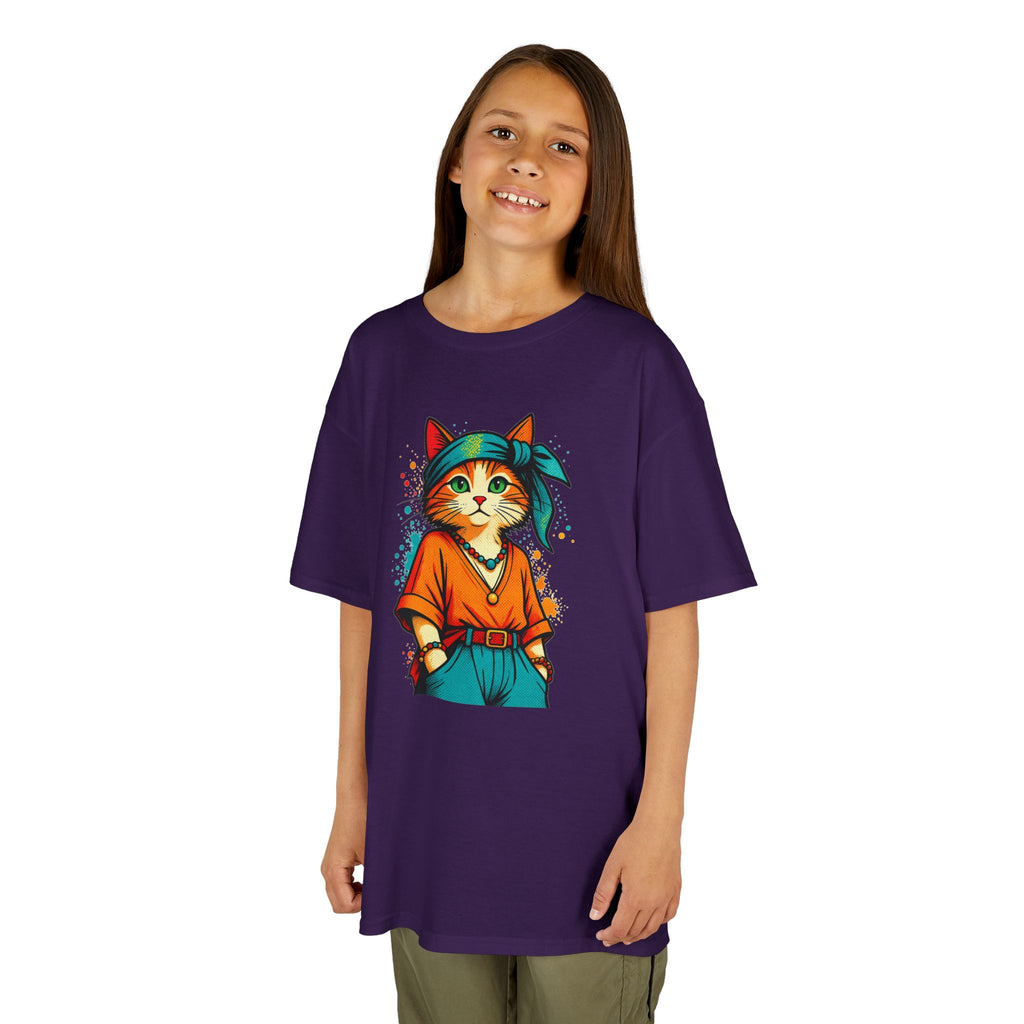 Kid's Retro Cat Tee — Cool Cat Graphic Shirt for Kids