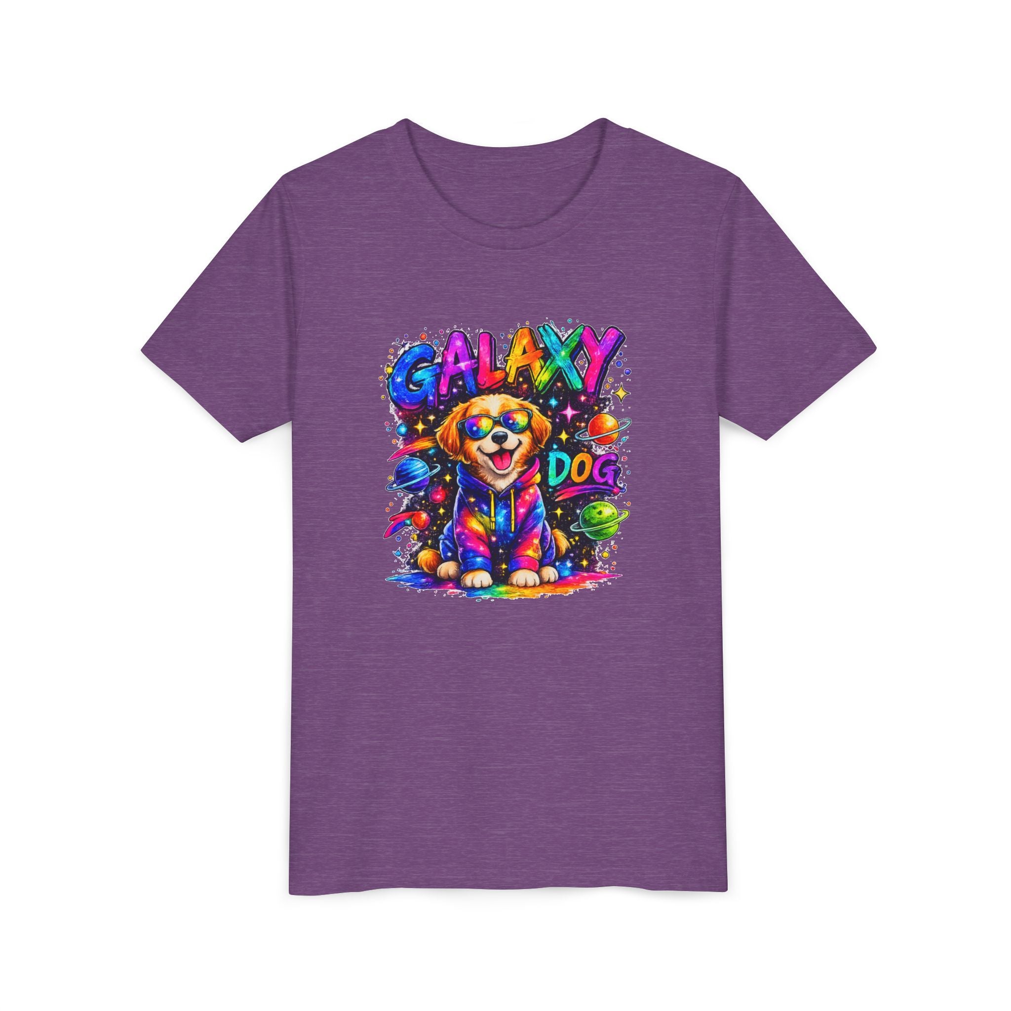 Galaxy Dog Youth Shirt, Space Puppy Kids T-Shirt, Colorful Dog Tee for Boys Girls, Rainbow Galaxy Dog Graphic Tee, Cute Gift for Dog Lovers