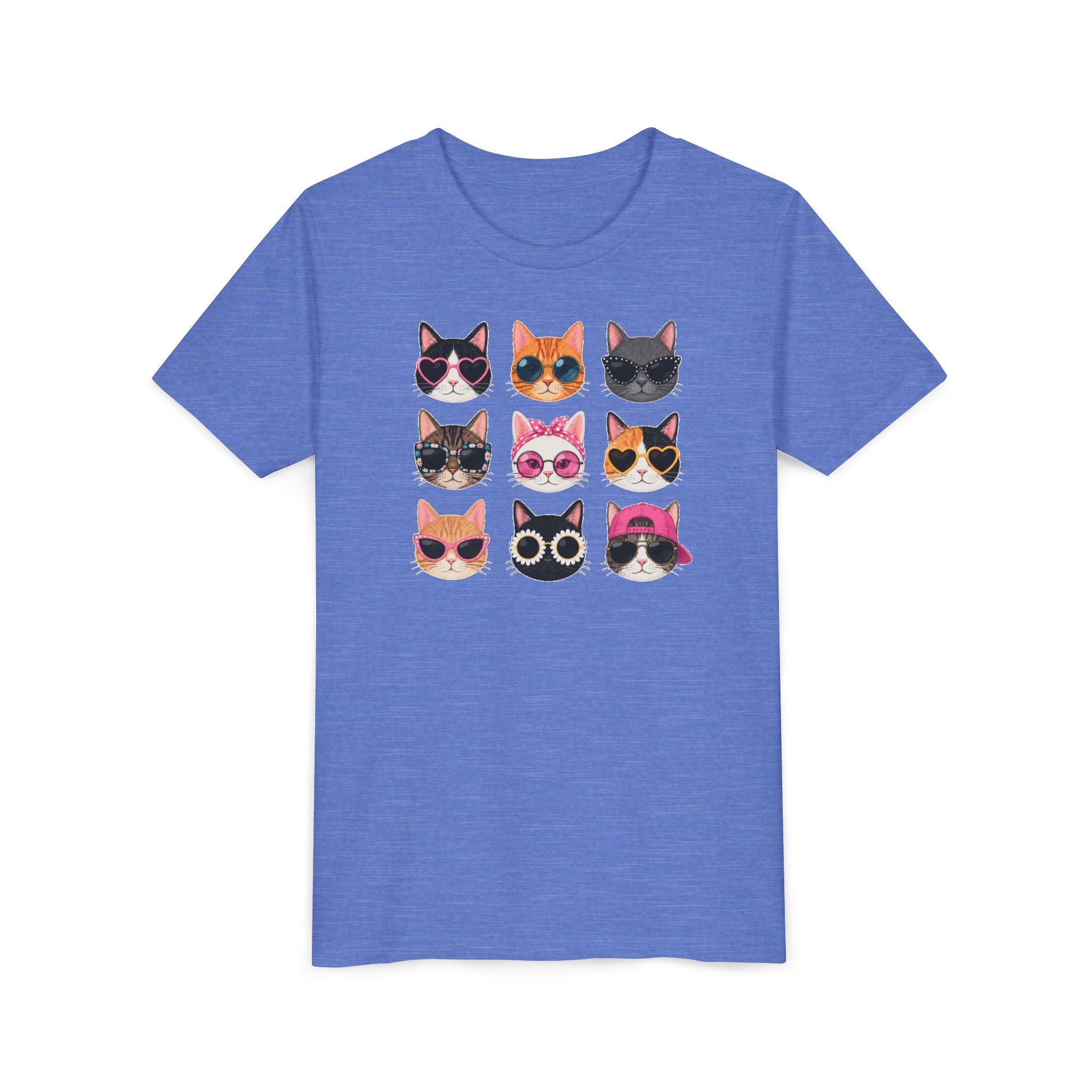 Kids Cat T-Shirt, Cute Cat Faces Shirt, Funny Kitty Tee for Girls & Boys, Cat Lover Gift for Kids, Colorful Cat Graphic Tee