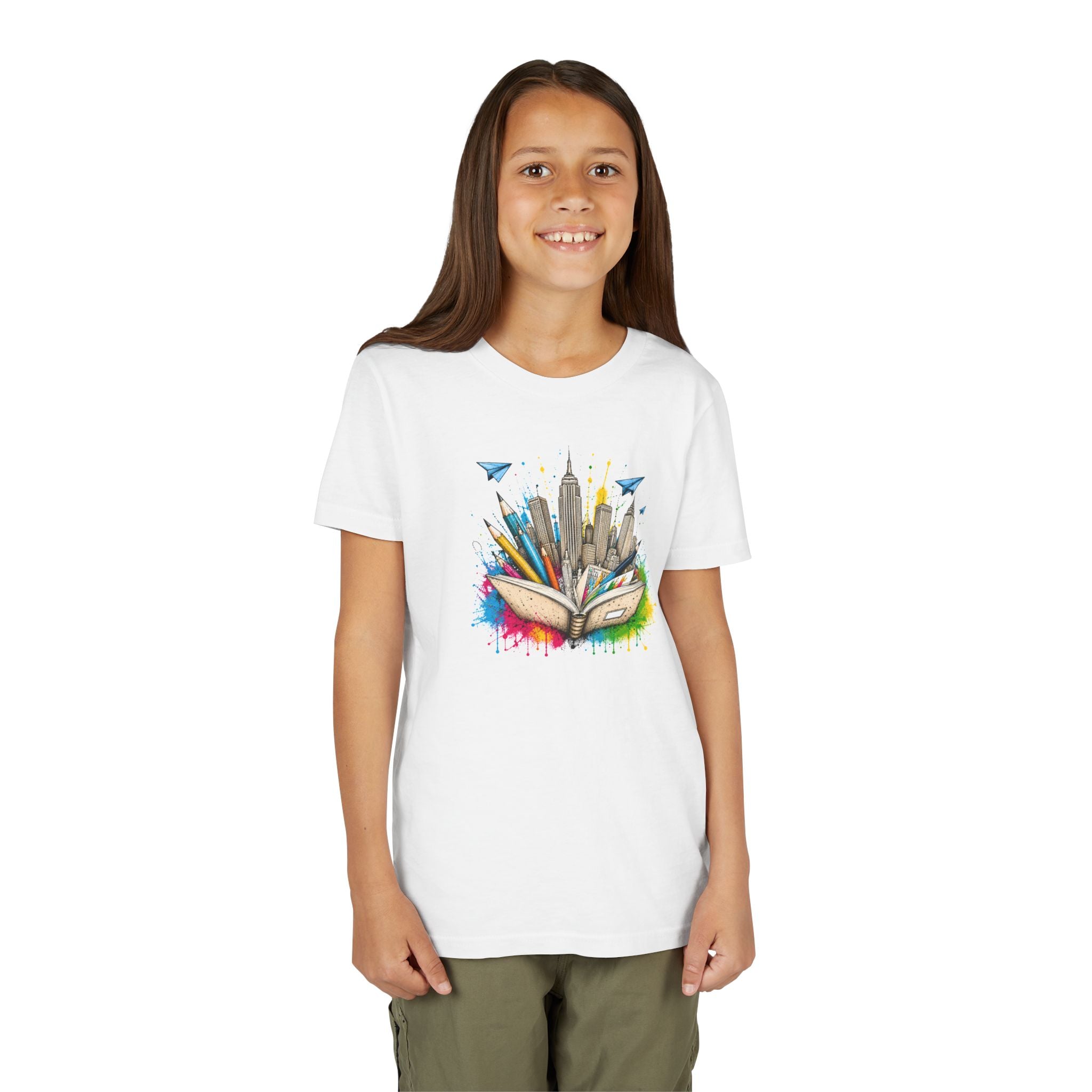 Youth Book City Tee — Colorful Reading Adventure Shirt for Kids