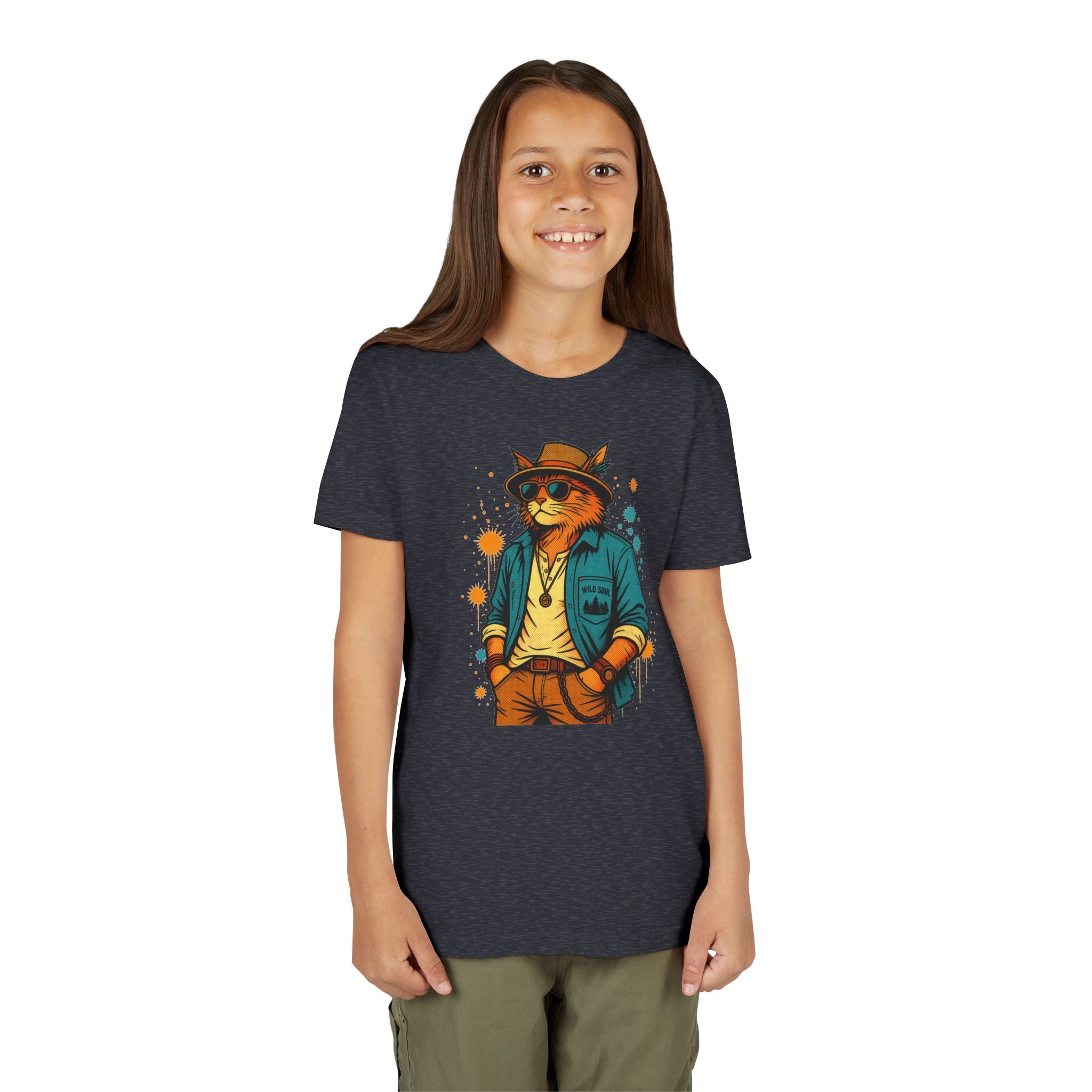 Youth Cat Graphic Tee — Cool Retro Cat in Sunglasses Kids T-Shirt