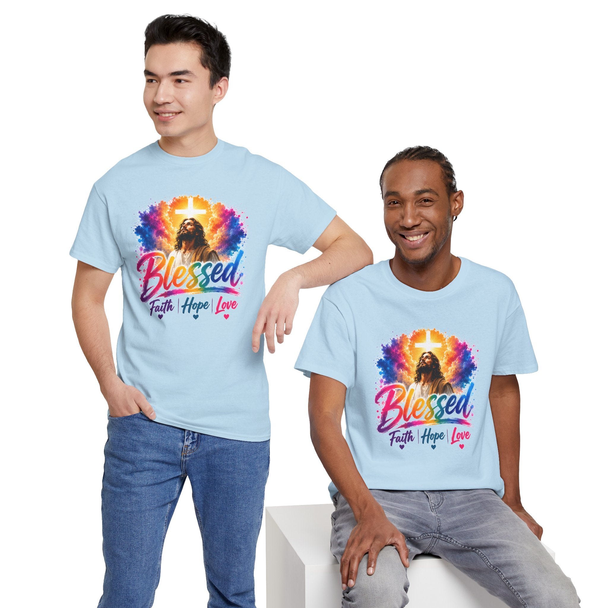 Blessed Faith Hope Love Shirt, Jesus Cross Christian Tee, Religious Gift, Colorful Faith Unisex T-Shirt