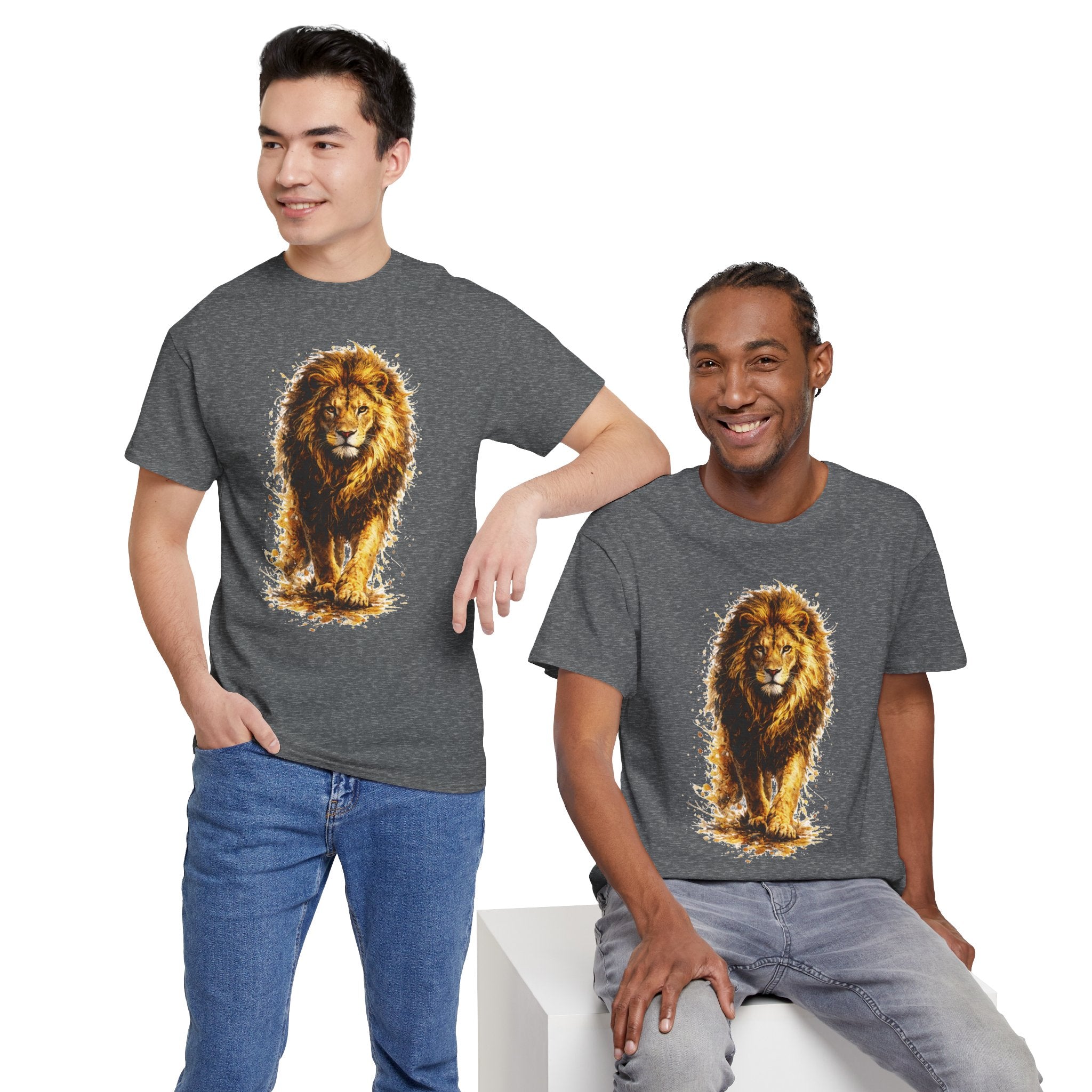 Lion Graphic T-Shirt, Majestic Walking Lion Tee, Watercolor Wildlife Shirt, Unisex Animal Graphic Tee, Lion Lover Gift, Nature Art Shirt