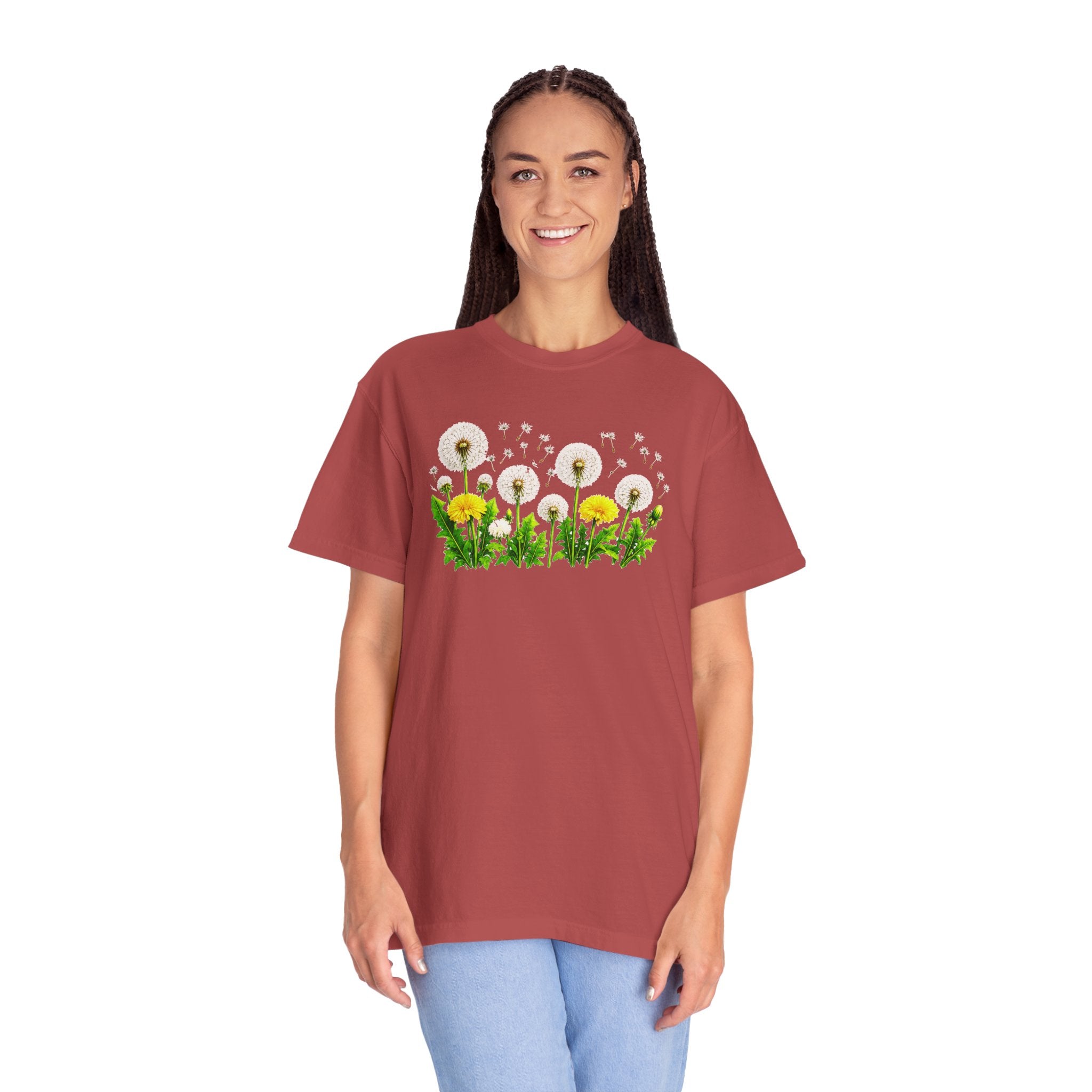 Dandelion Flower Shirt, Wildflower T-Shirt for Women, Botanical Graphic Tee, Spring Garden Shirt, Comfort Colors 1717