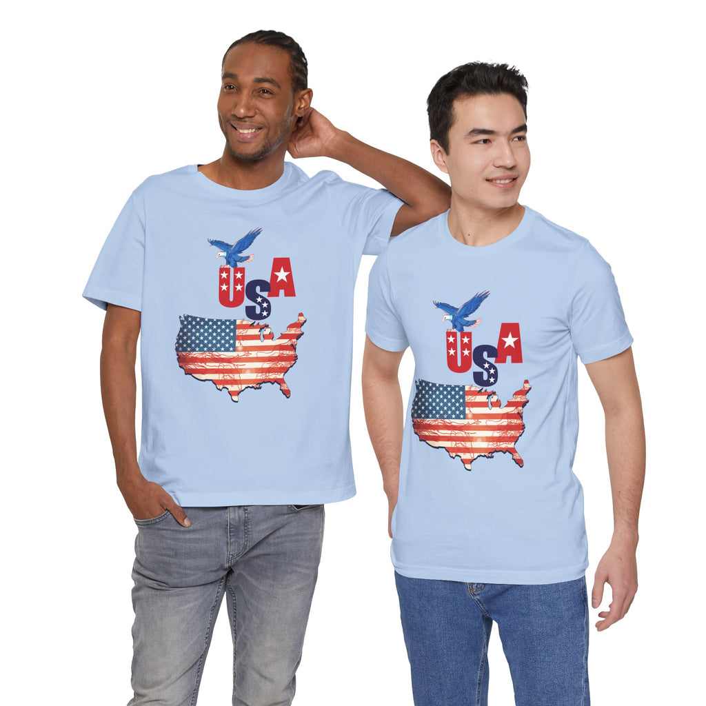 USA Flag Map T-Shirt, Patriotic Eagle Shirt, 4th of July Shirt, American Flag Tee, Independence Day Gift