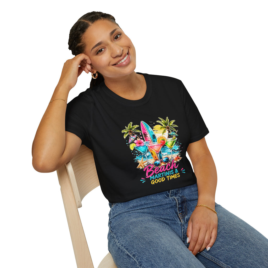 Beach Cocktails T-Shirt, Tropical Summer Shirt, Beach Martini Tee, Coastal Vacation Shirt, Summer Graphic Tee