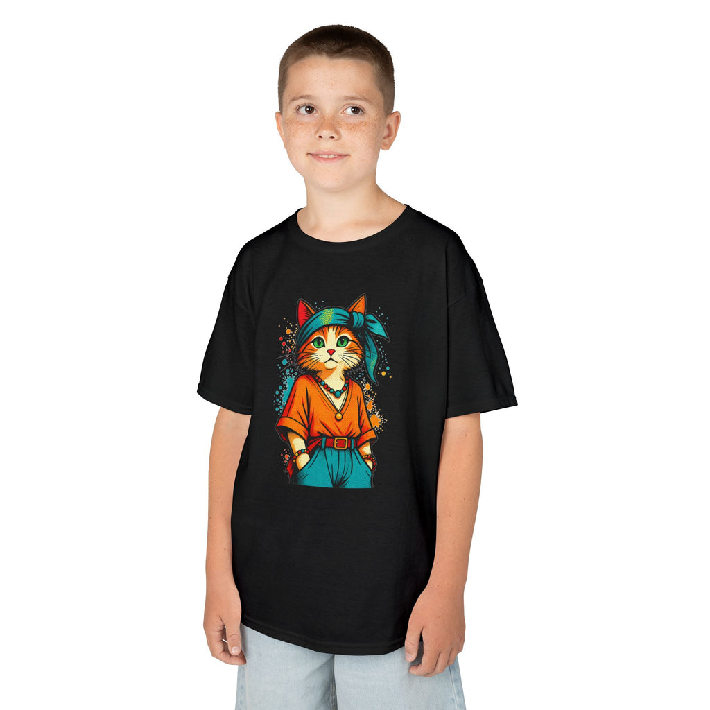 Kid's Retro Cat Tee — Cool Cat Graphic Shirt for Kids